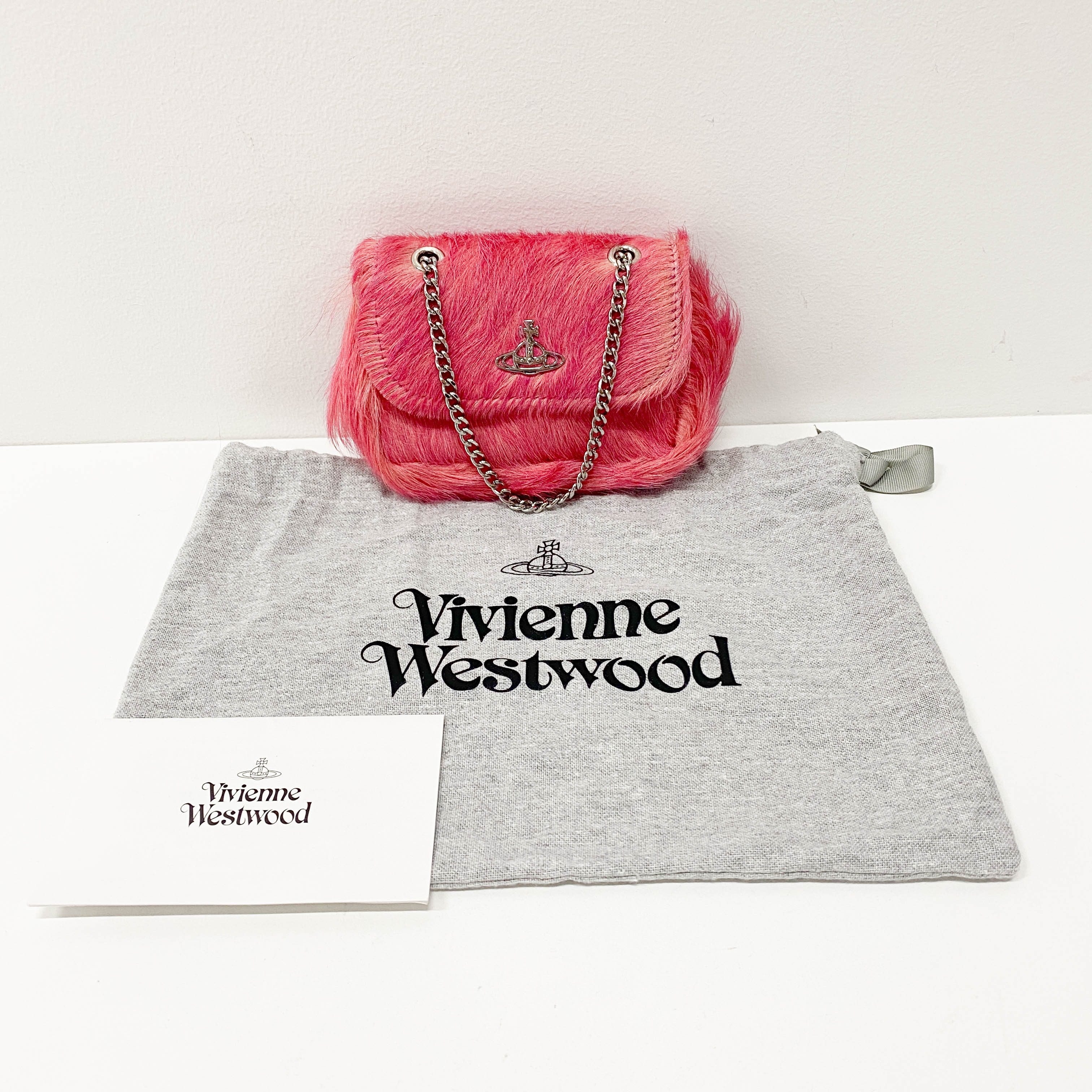 Pink Fur Mini Chain Strap Bag