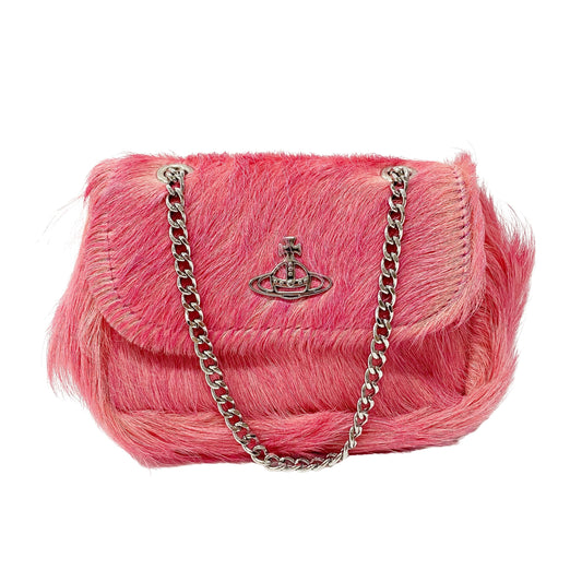 Pink Fur Mini Chain Strap Bag