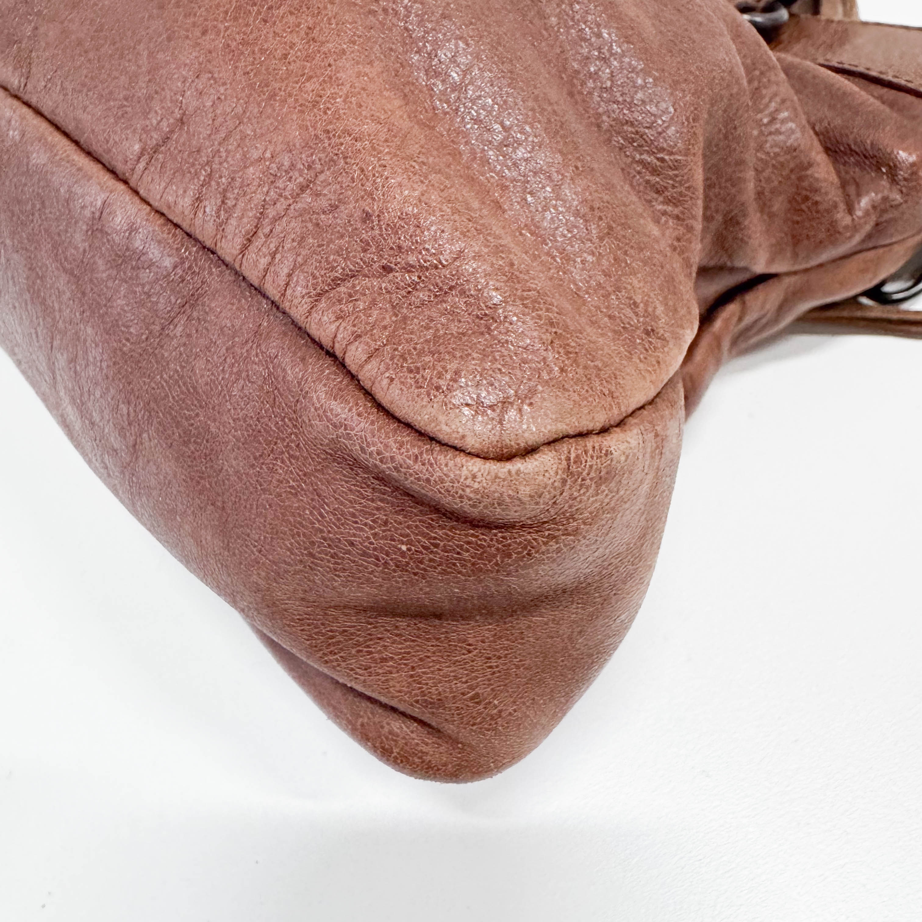 The First Mini Brown Leather Shoulder Bag