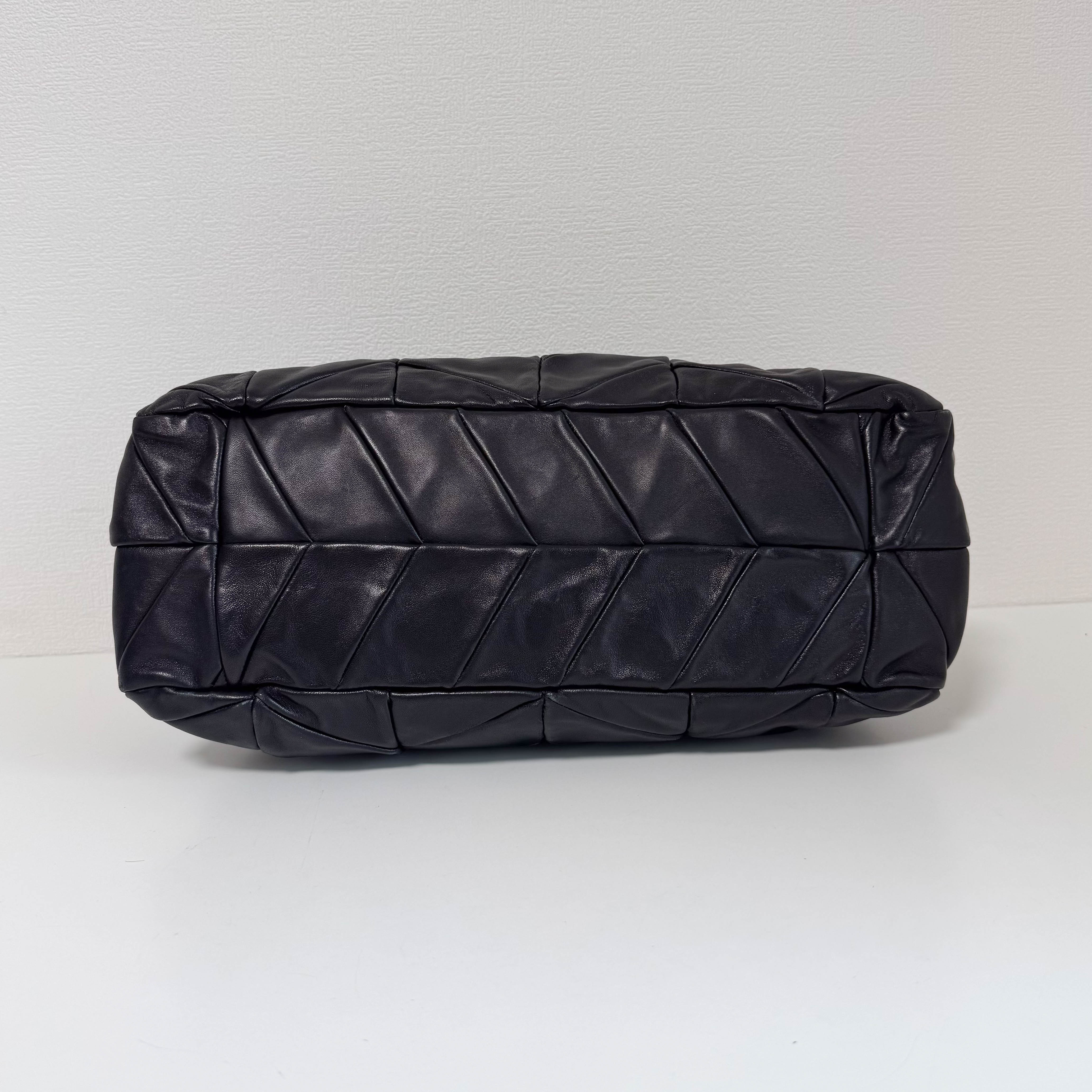 Black Nappa Leather Plastic Chain Shoulder Bag