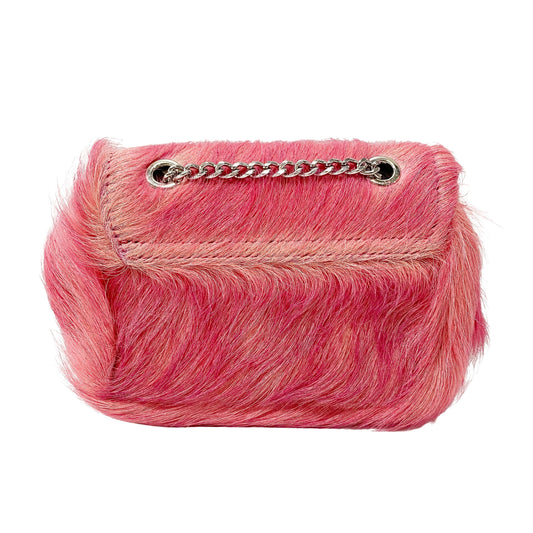Pink Fur Mini Chain Strap Bag