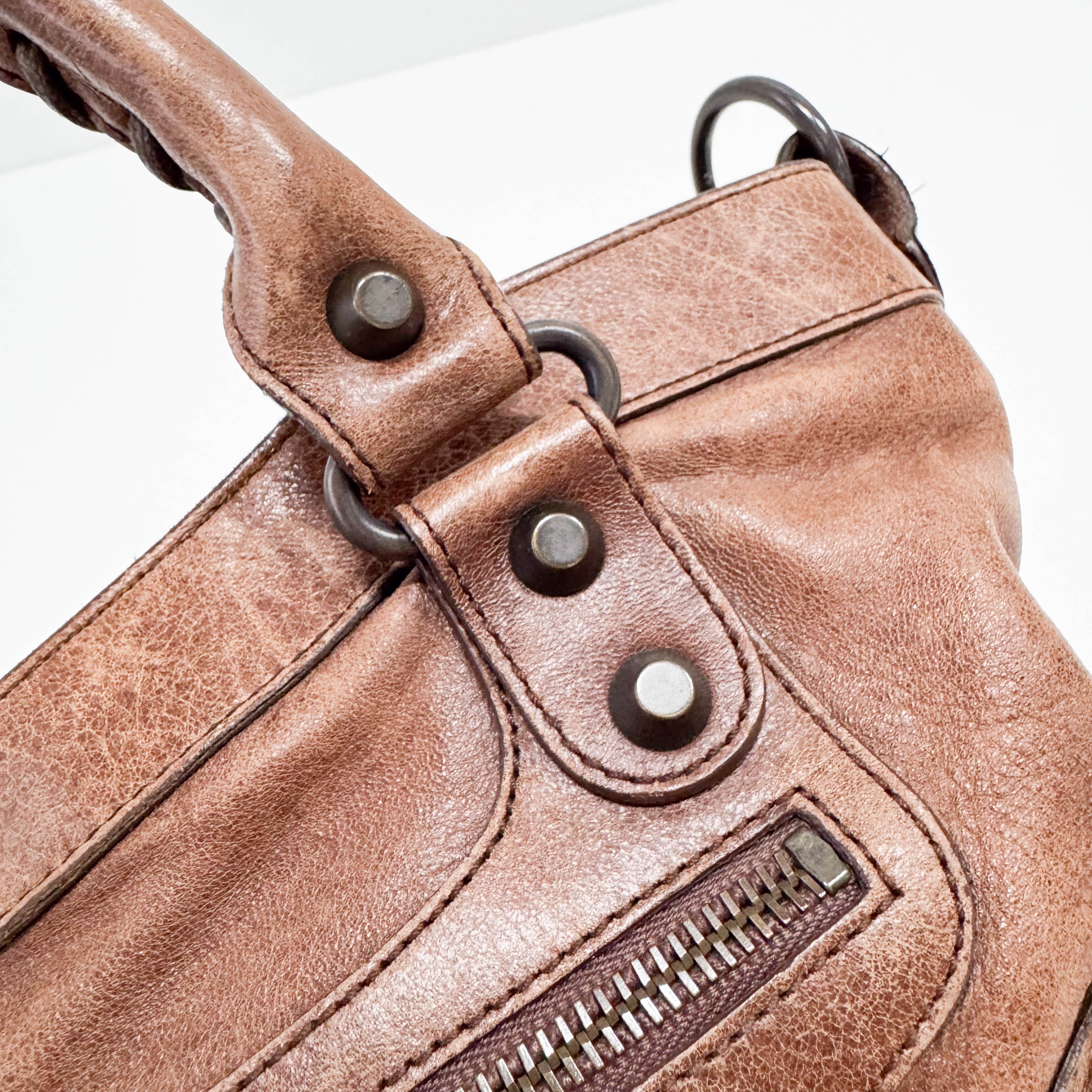 The First Mini Brown Leather Shoulder Bag