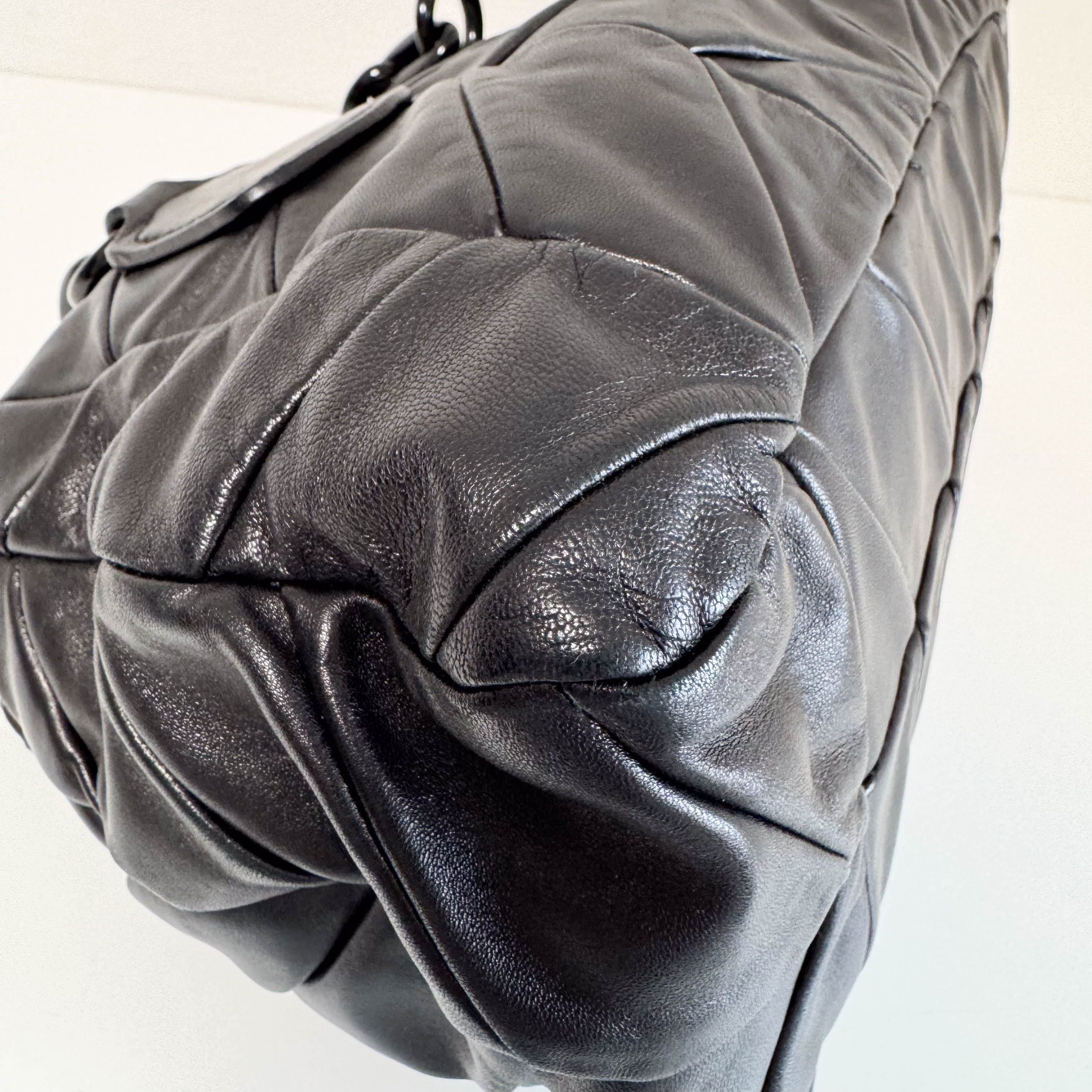 Black Nappa Leather Plastic Chain Shoulder Bag