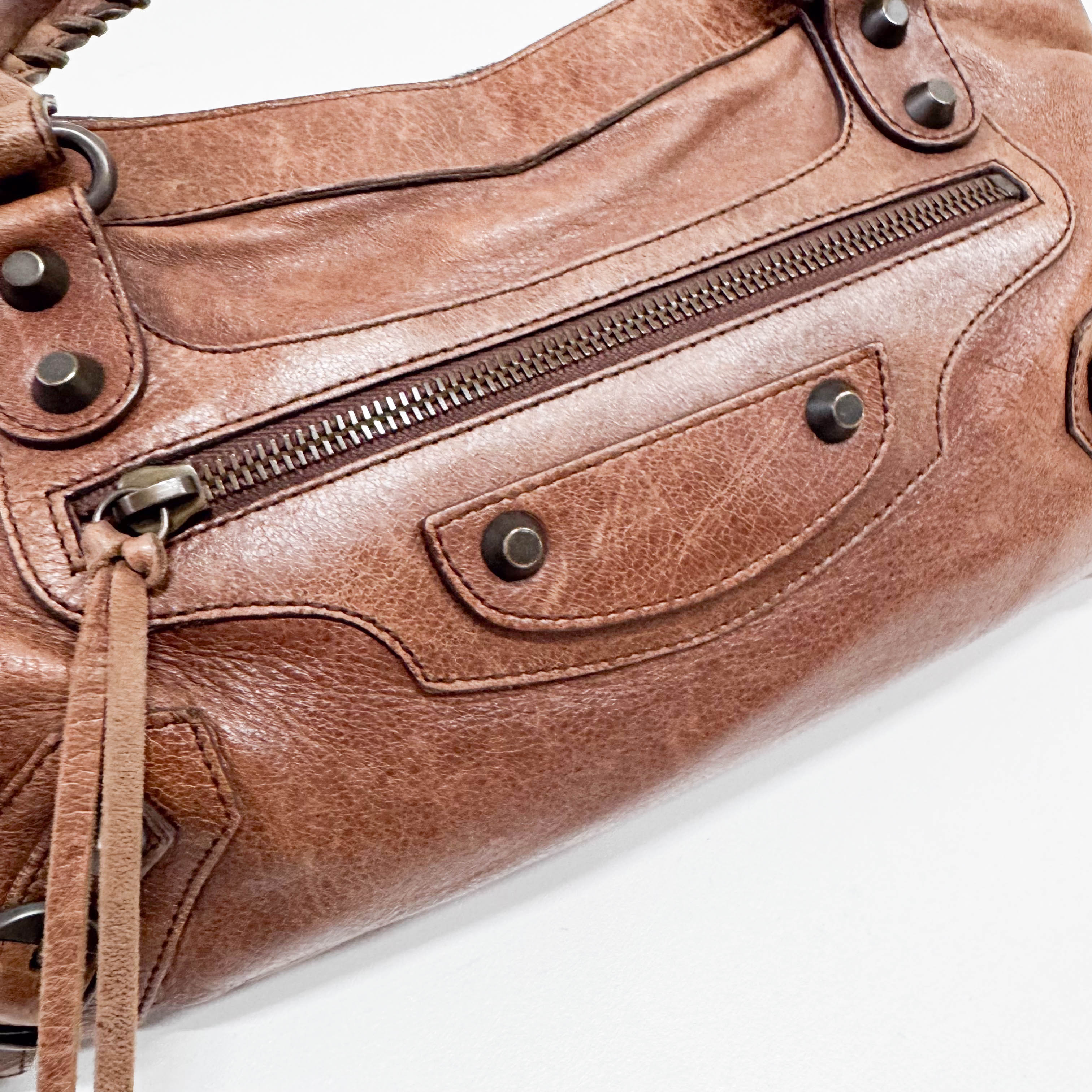 The First Mini Brown Leather Shoulder Bag