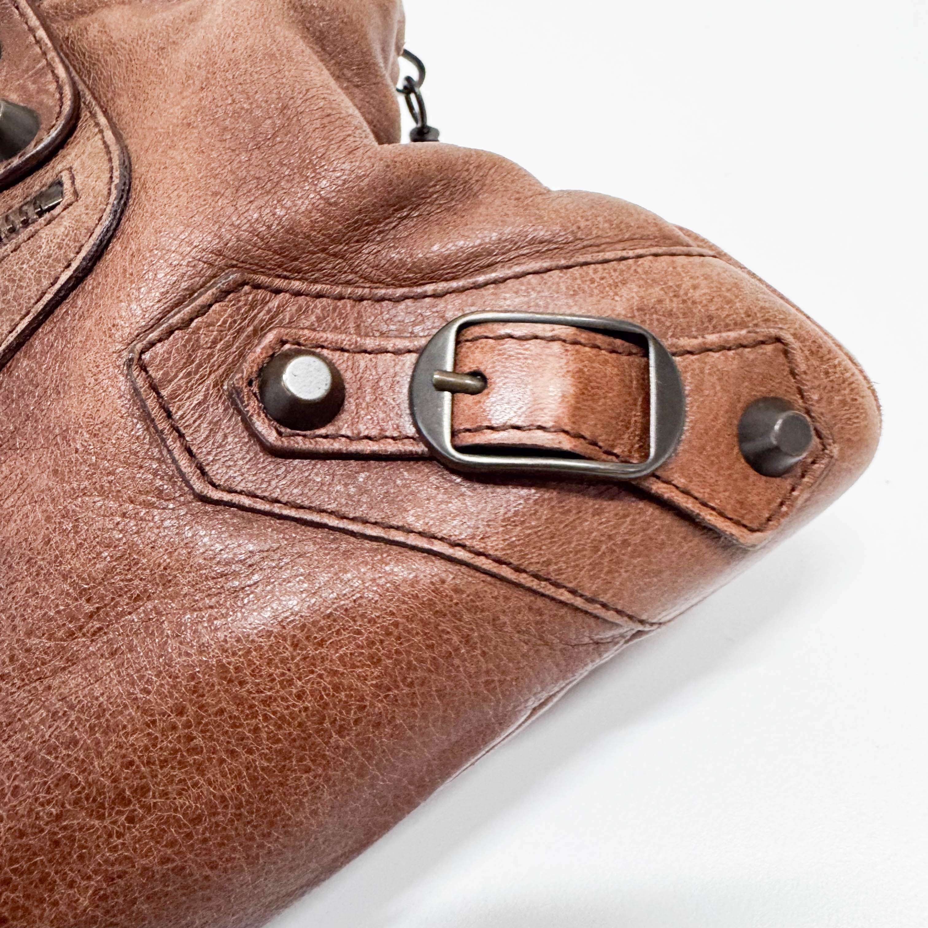 The First Mini Brown Leather Shoulder Bag
