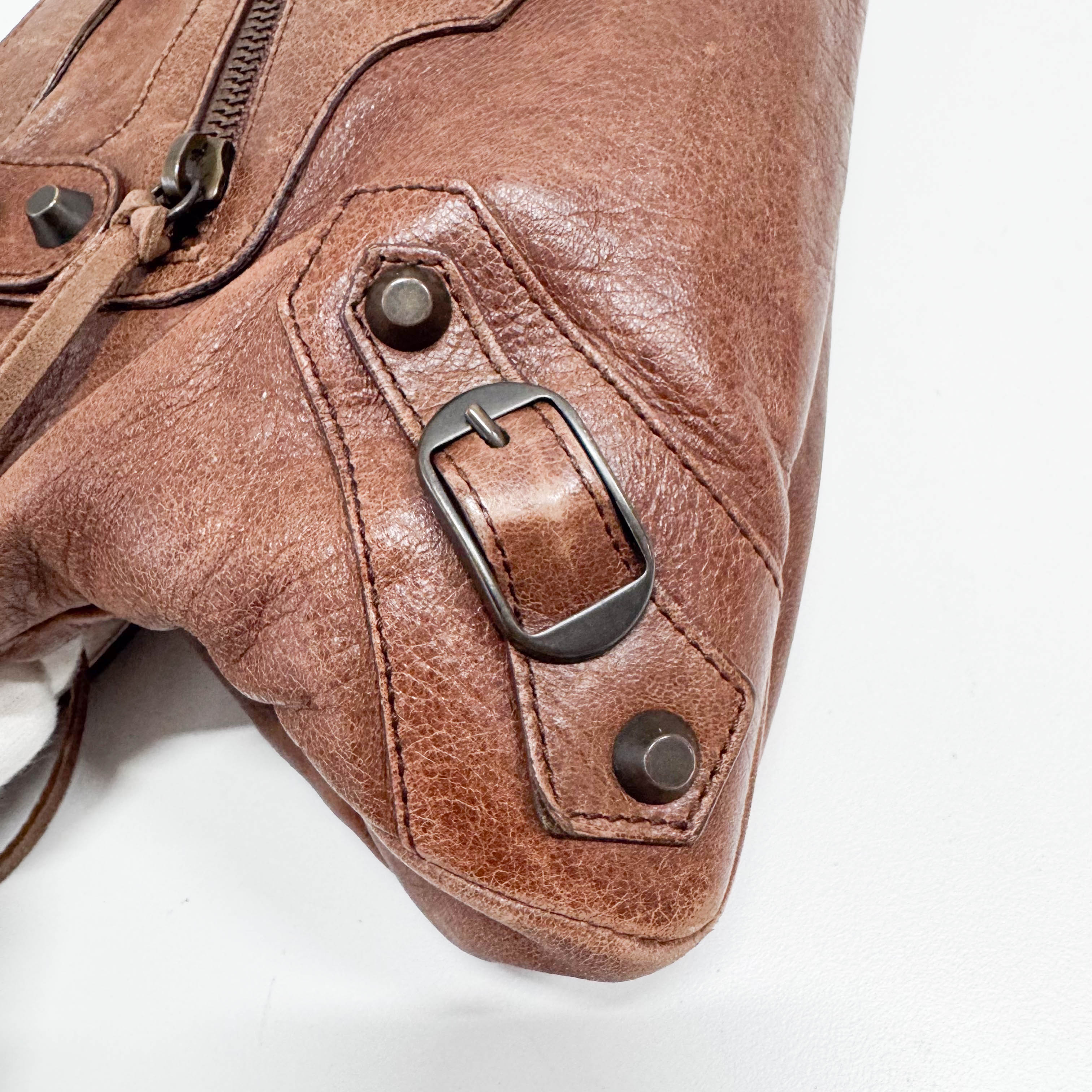 The First Mini Brown Leather Shoulder Bag