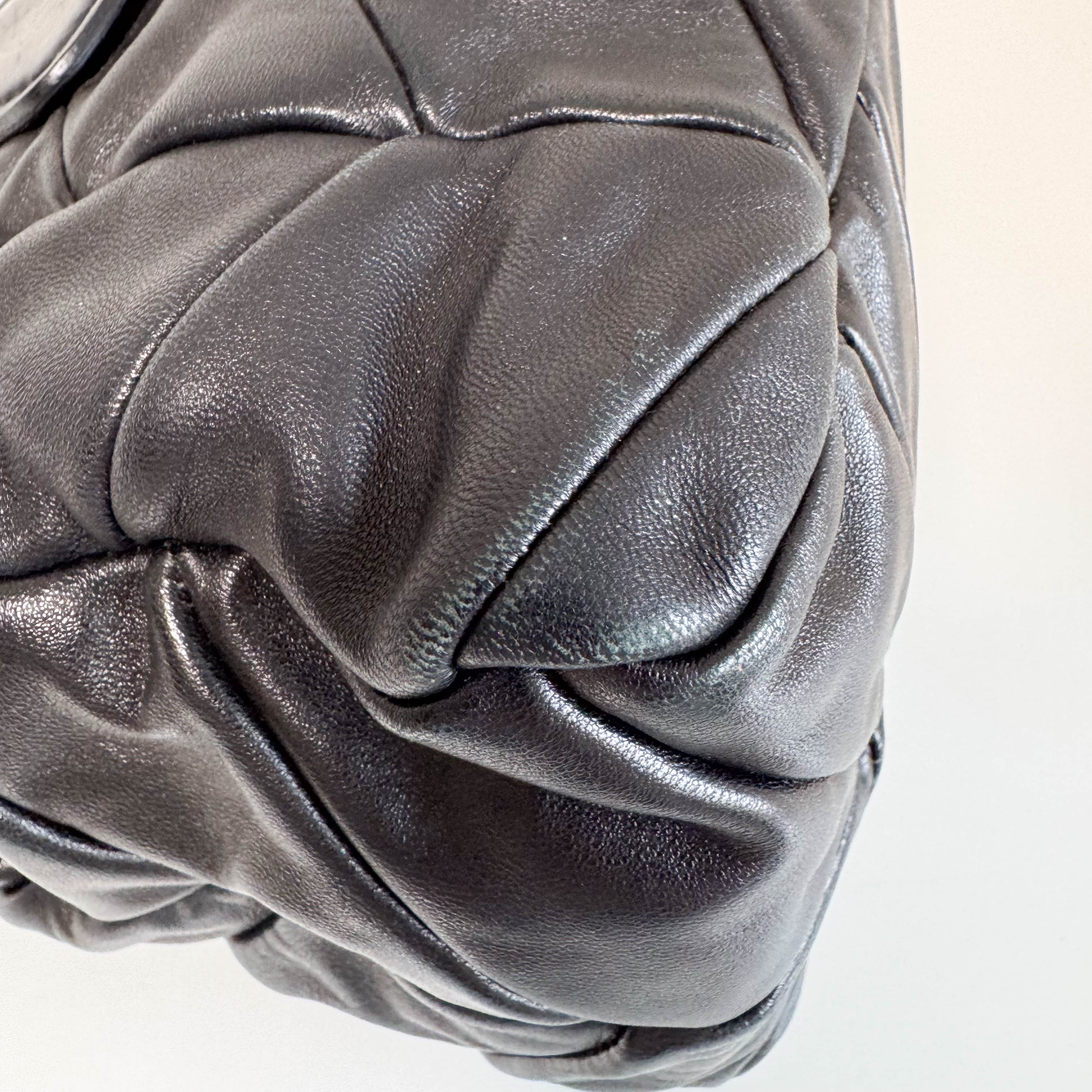 Black Nappa Leather Plastic Chain Shoulder Bag