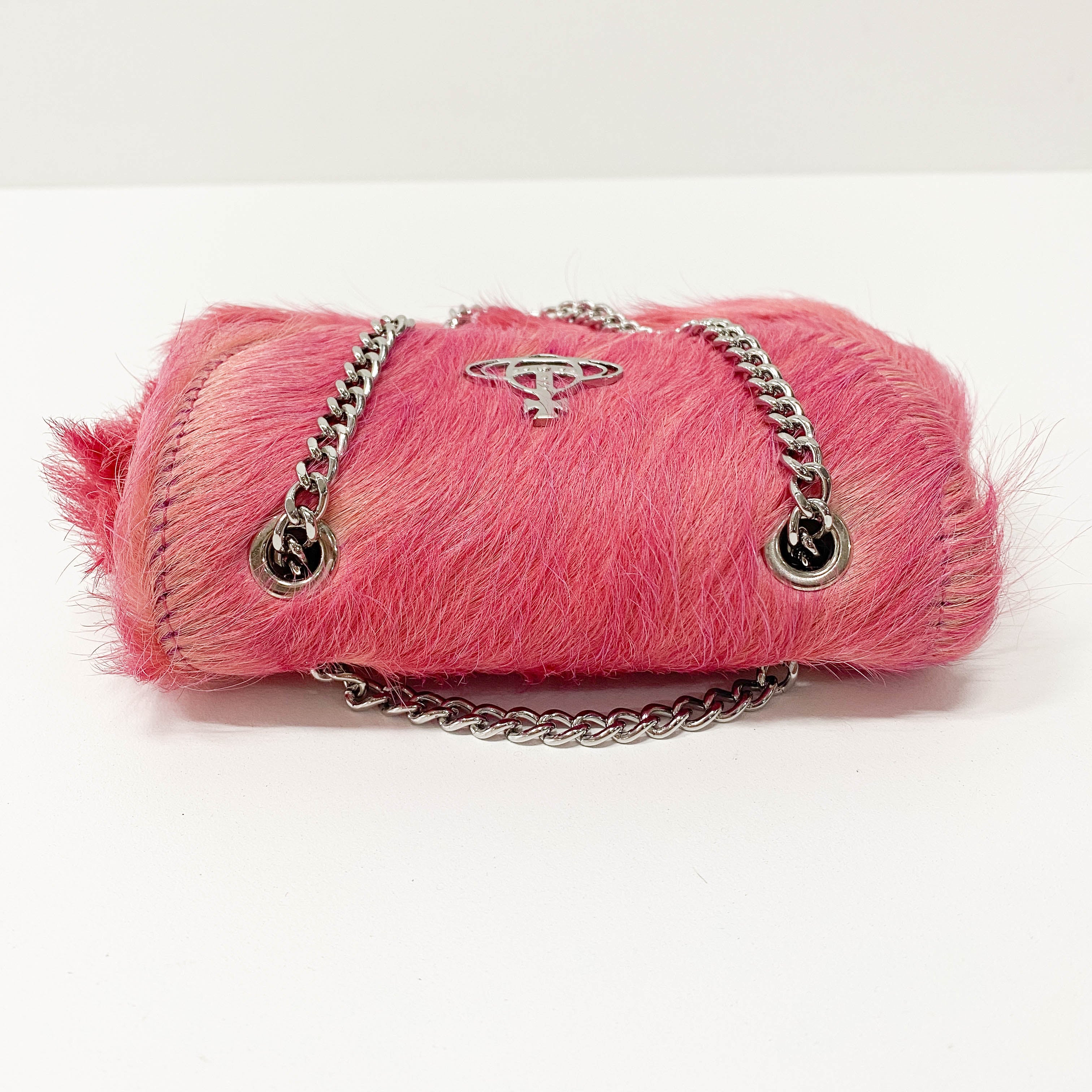 Pink Fur Mini Chain Strap Bag