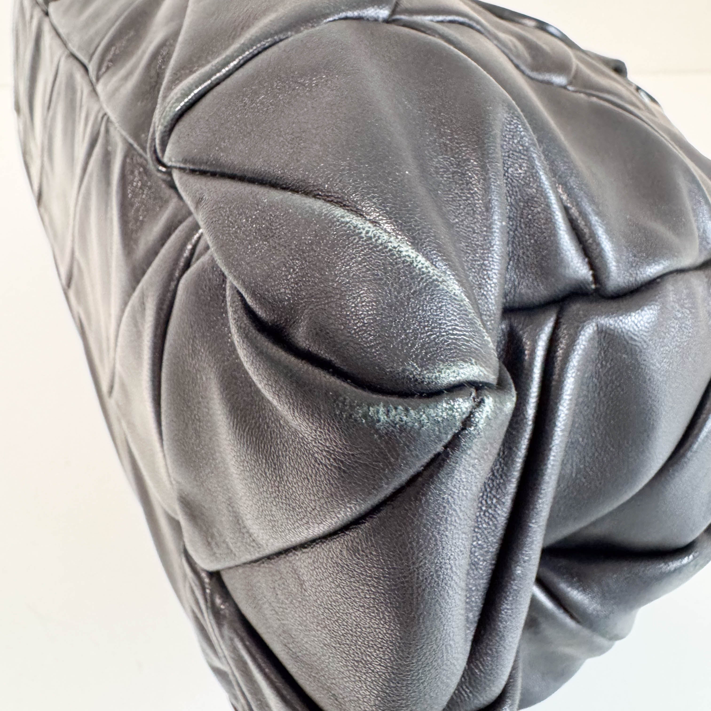 Black Nappa Leather Plastic Chain Shoulder Bag