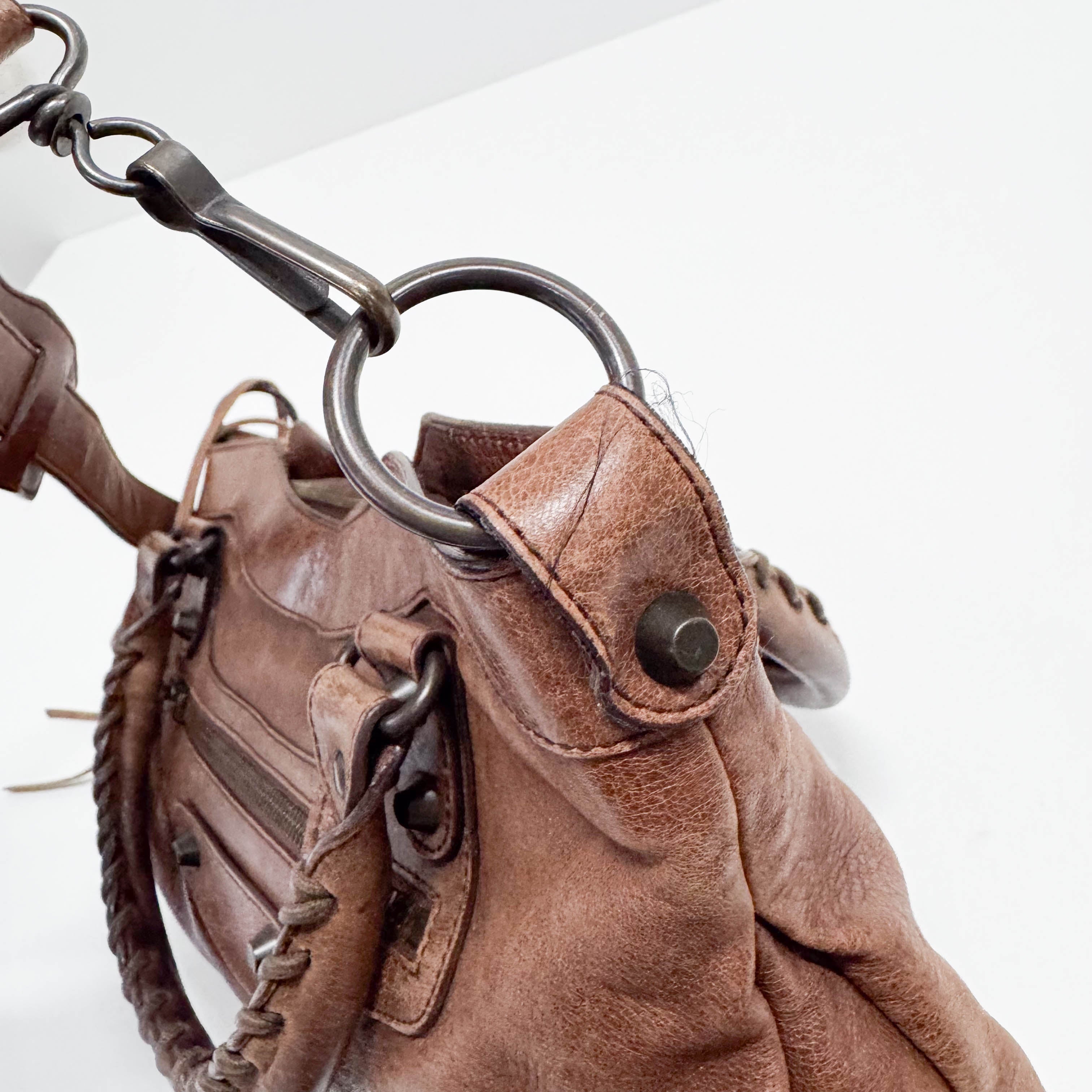 The First Mini Brown Leather Shoulder Bag