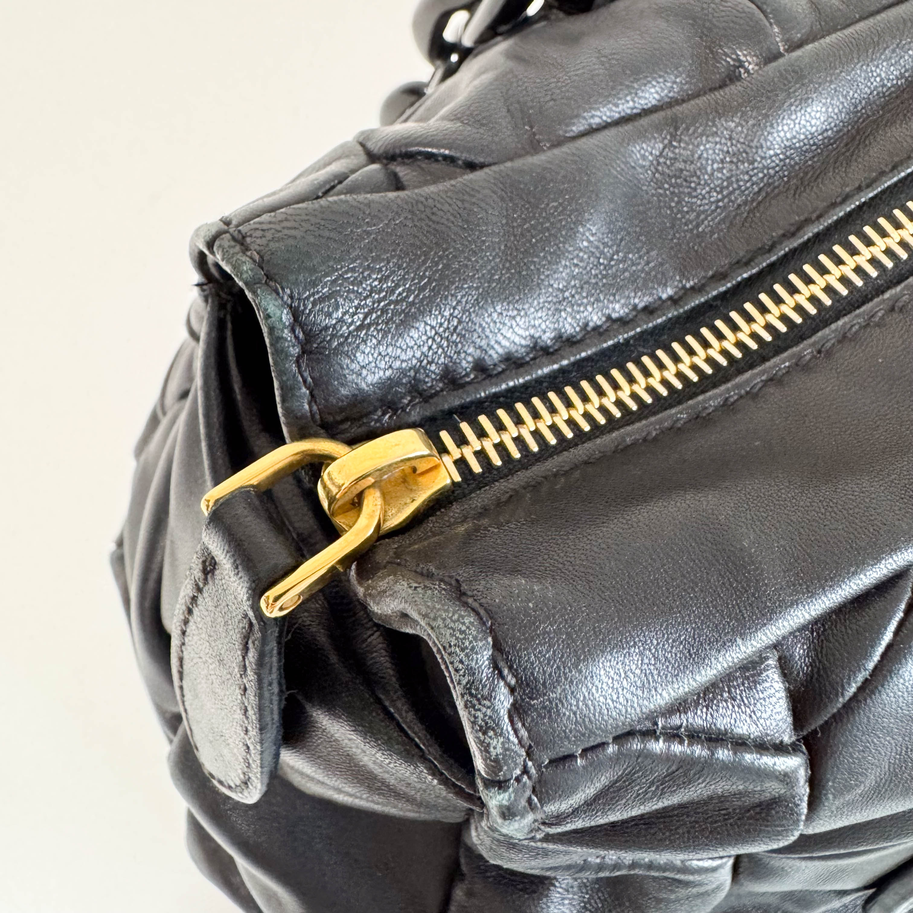 Black Nappa Leather Plastic Chain Shoulder Bag