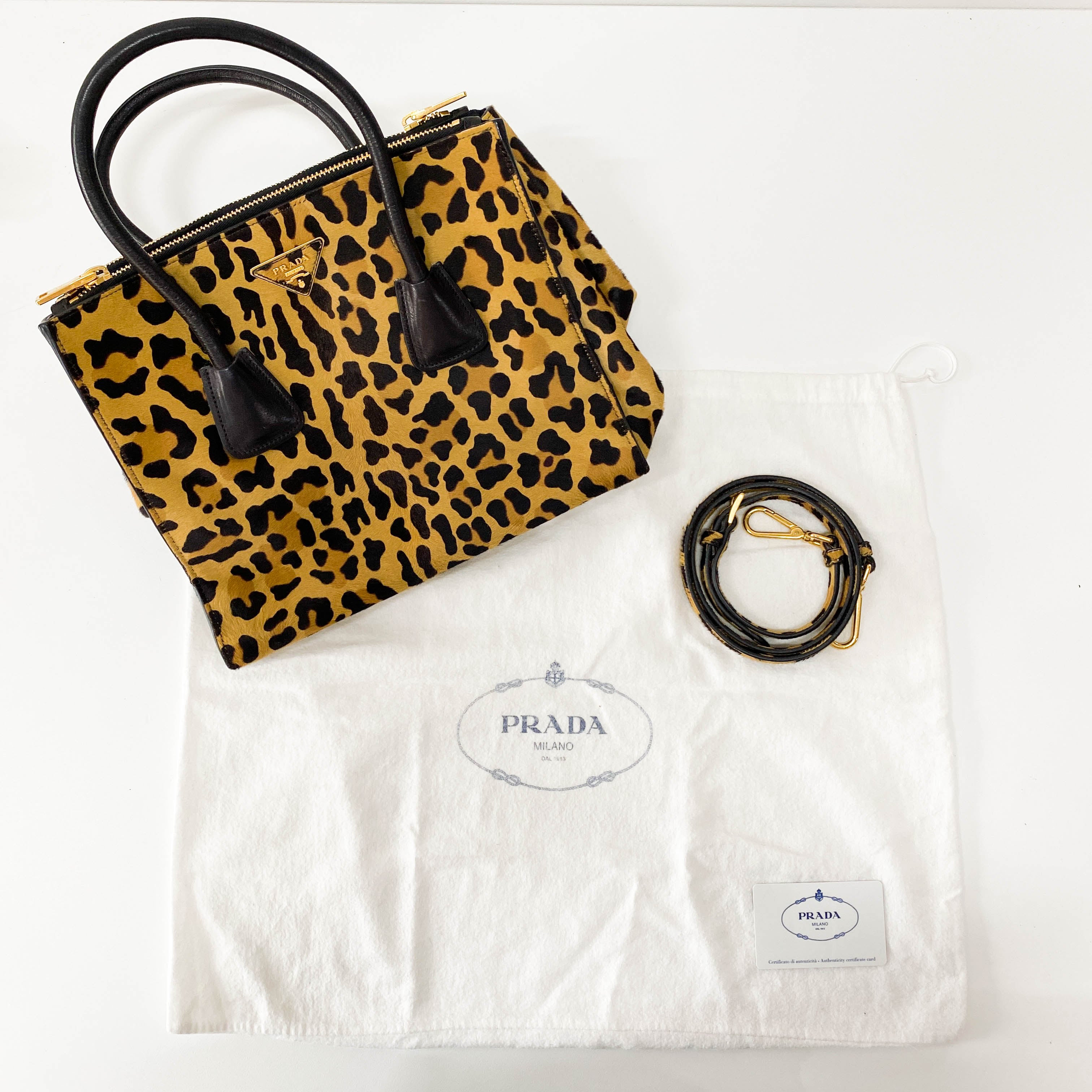 Leopard Print Pony Hair Top Handle Bag