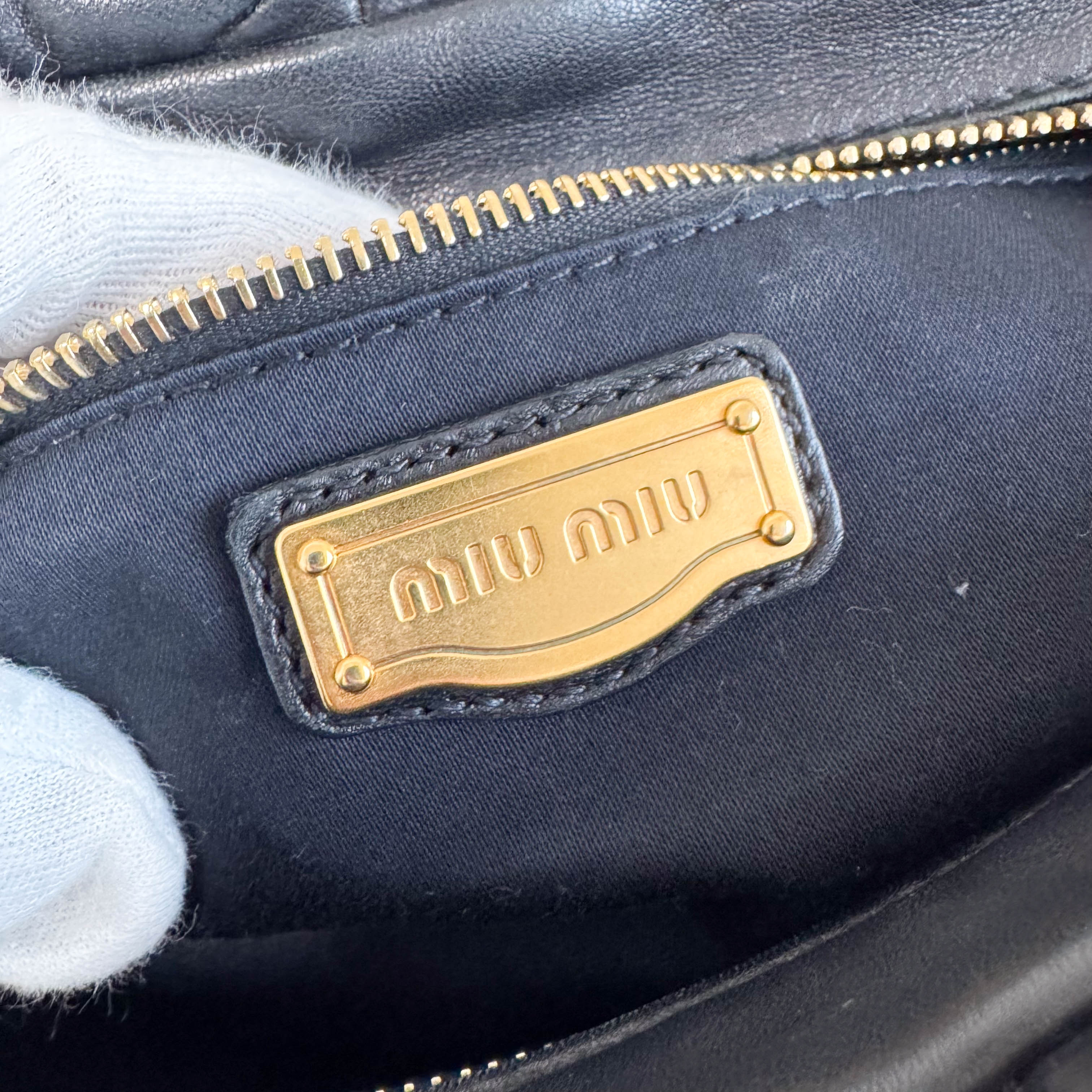 Black Nappa Leather Plastic Chain Shoulder Bag