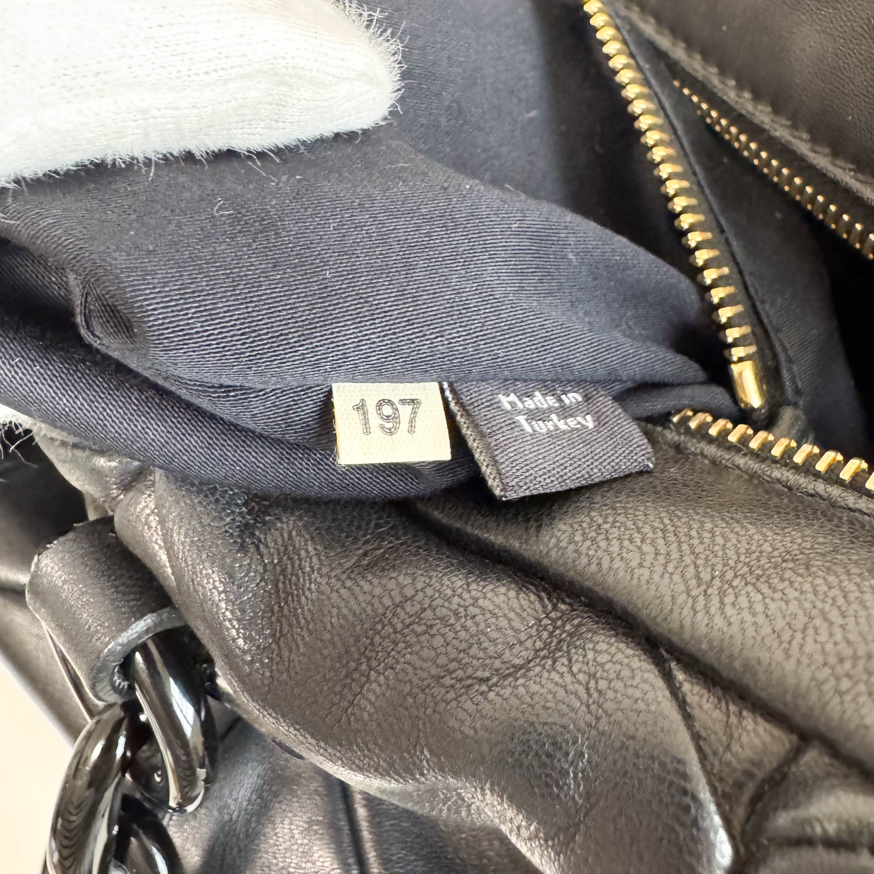 Black Nappa Leather Plastic Chain Shoulder Bag