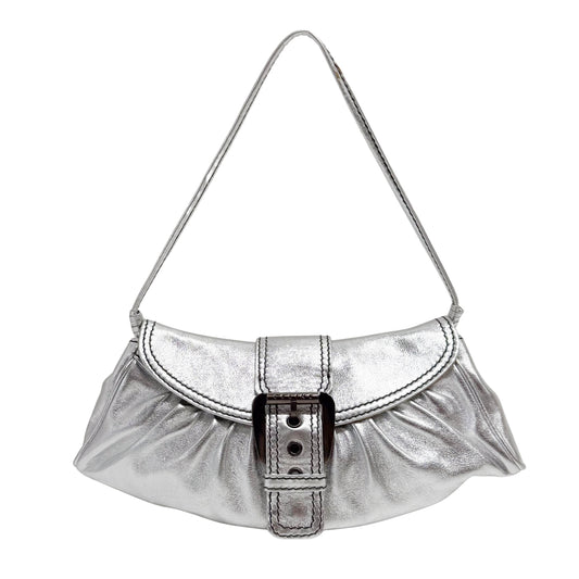 Silver Leather Shoulder Bag