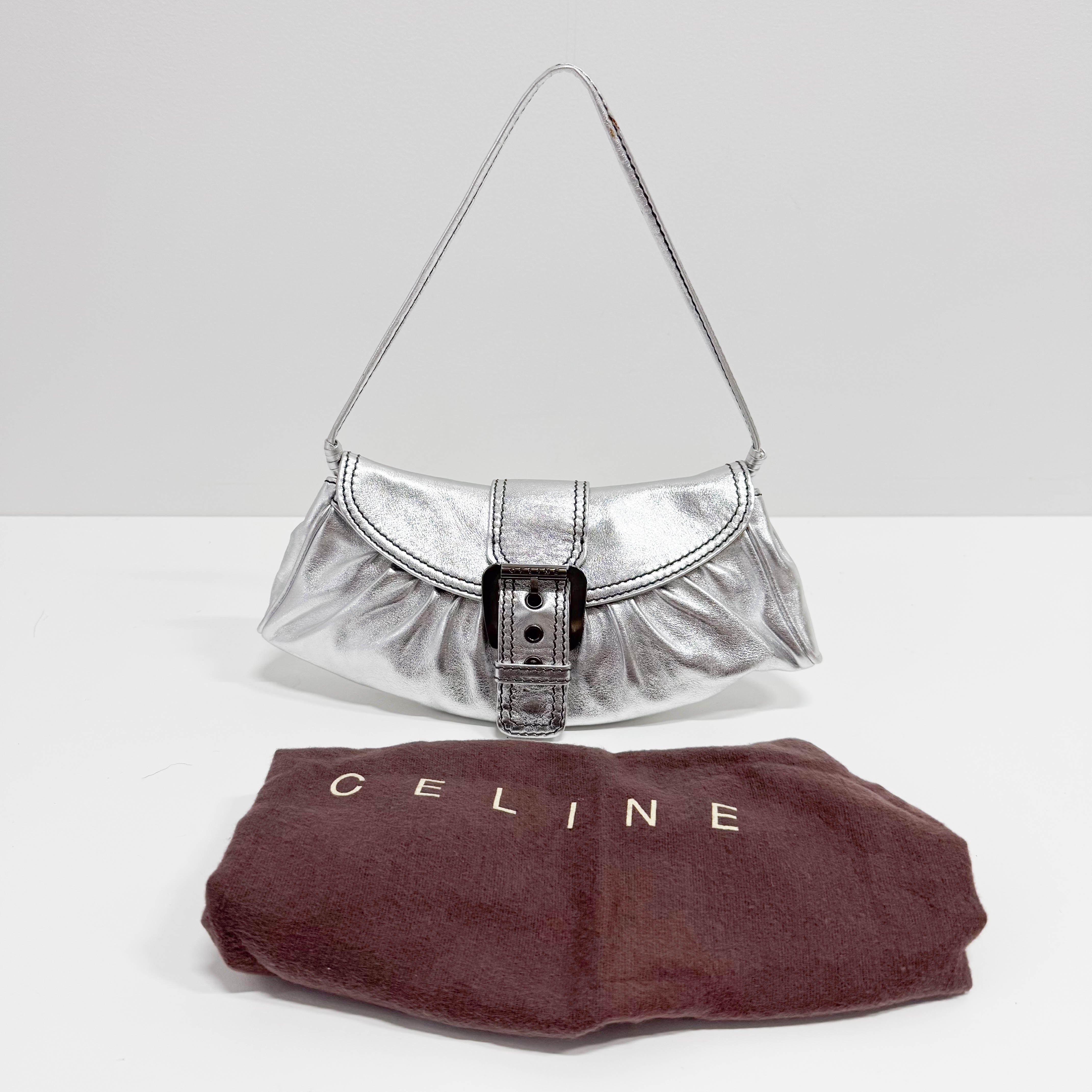 Silver Leather Shoulder Bag