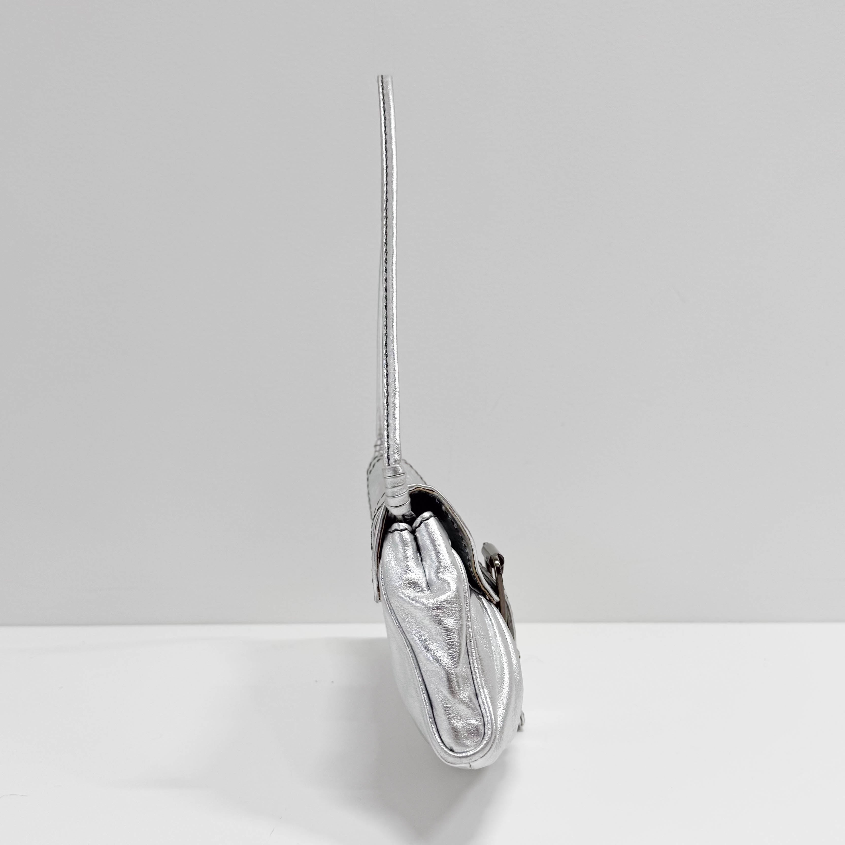 Silver Leather Shoulder Bag