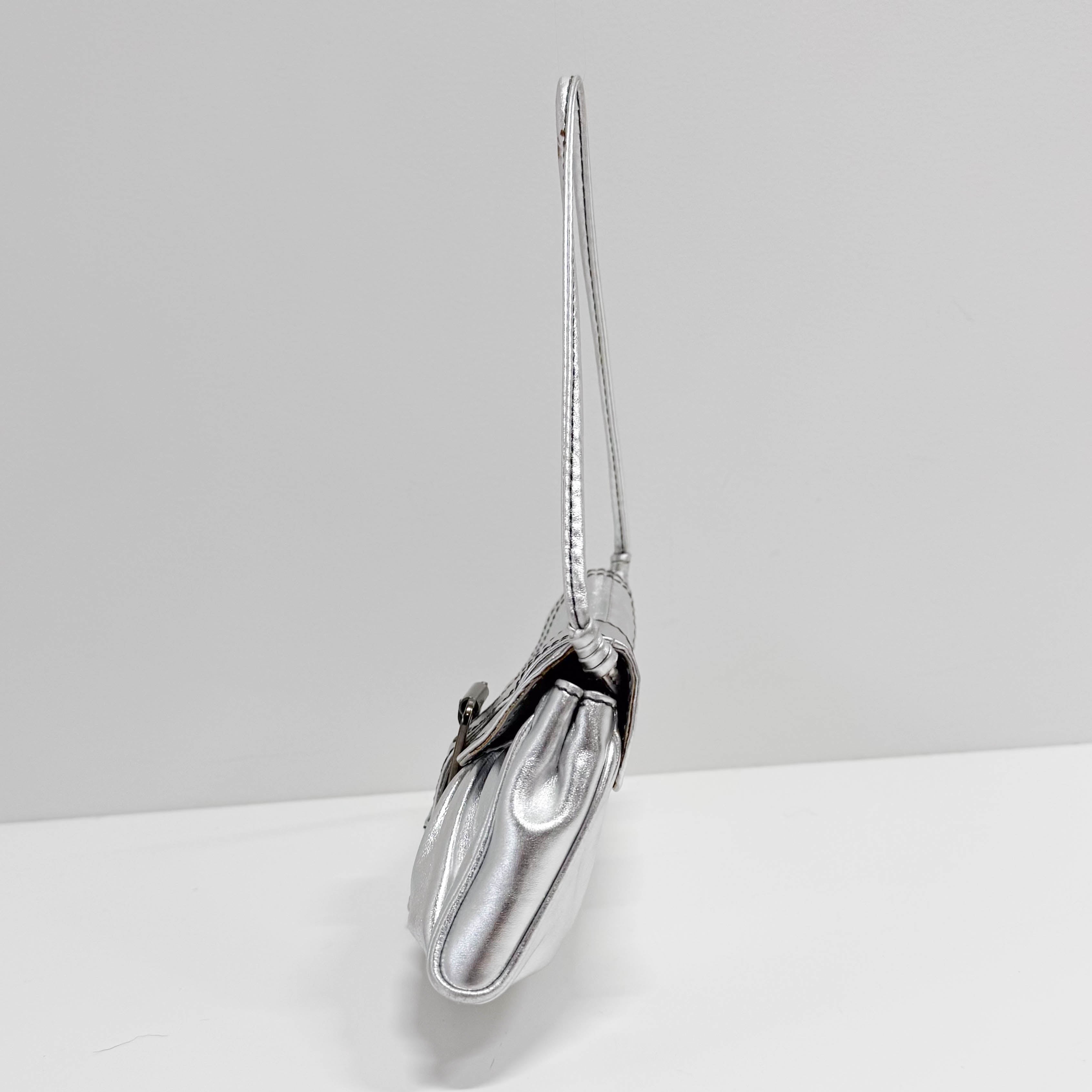 Silver Leather Shoulder Bag
