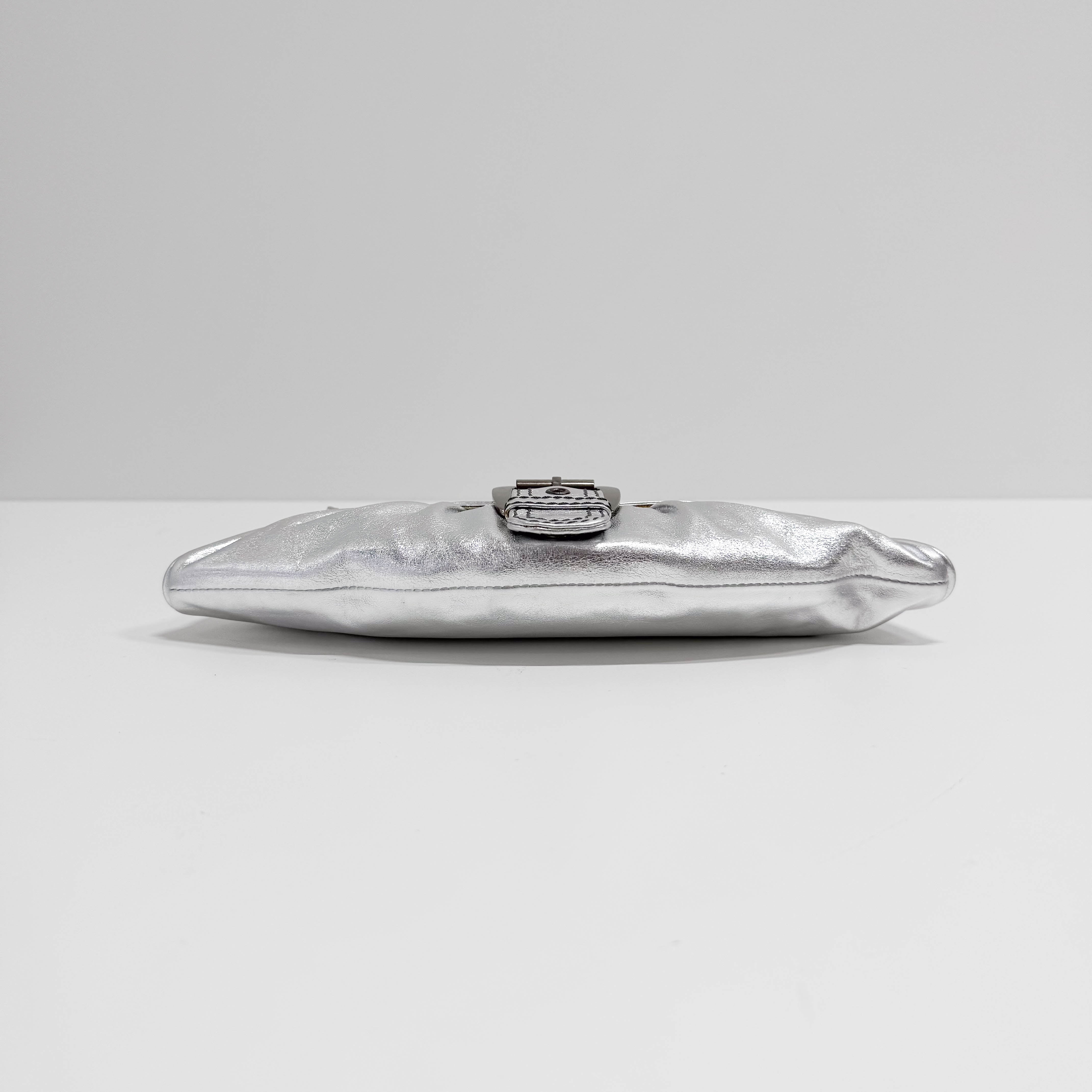 Silver Leather Shoulder Bag