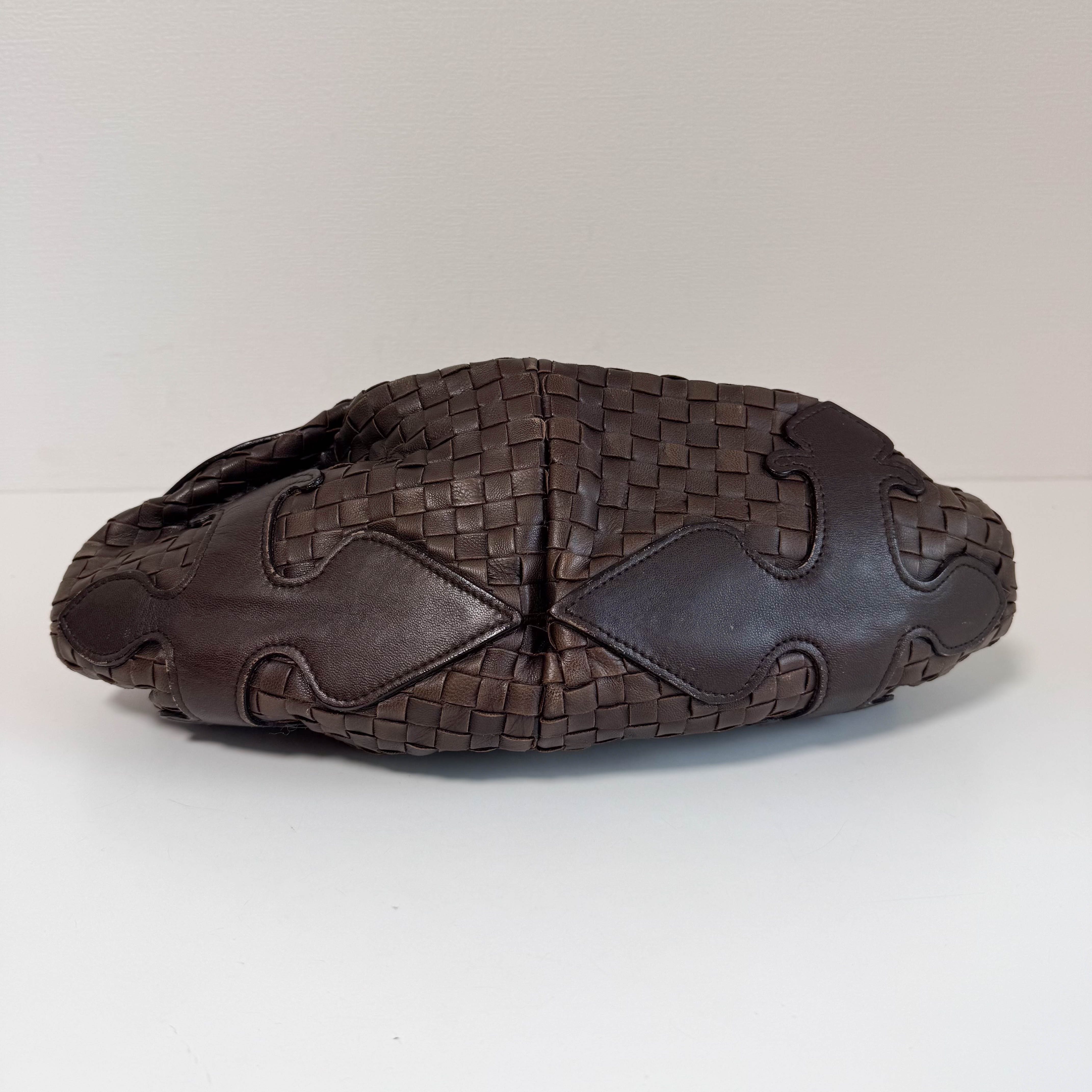 Brown Intrecciato Leather Shoulder Bag