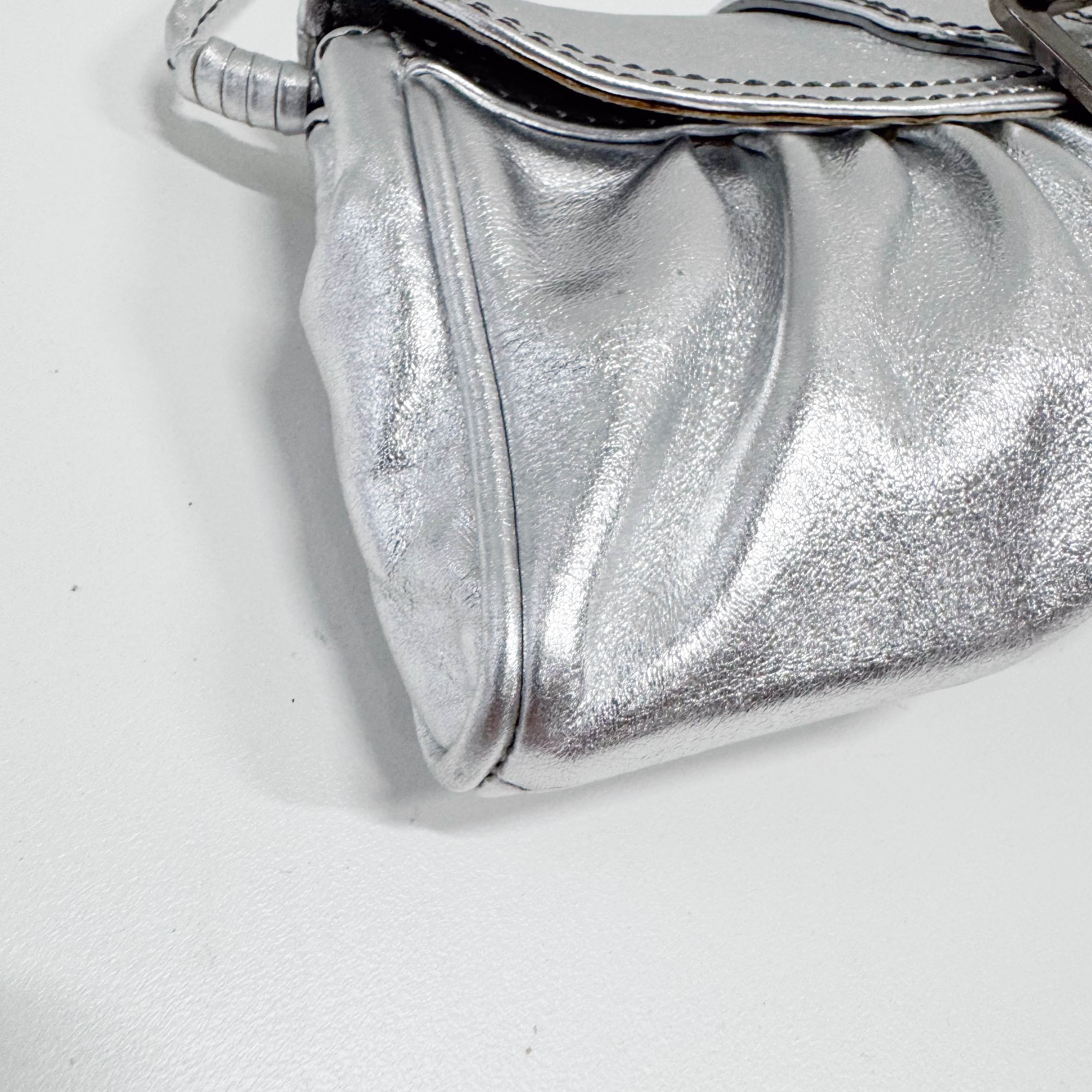 Silver Leather Shoulder Bag