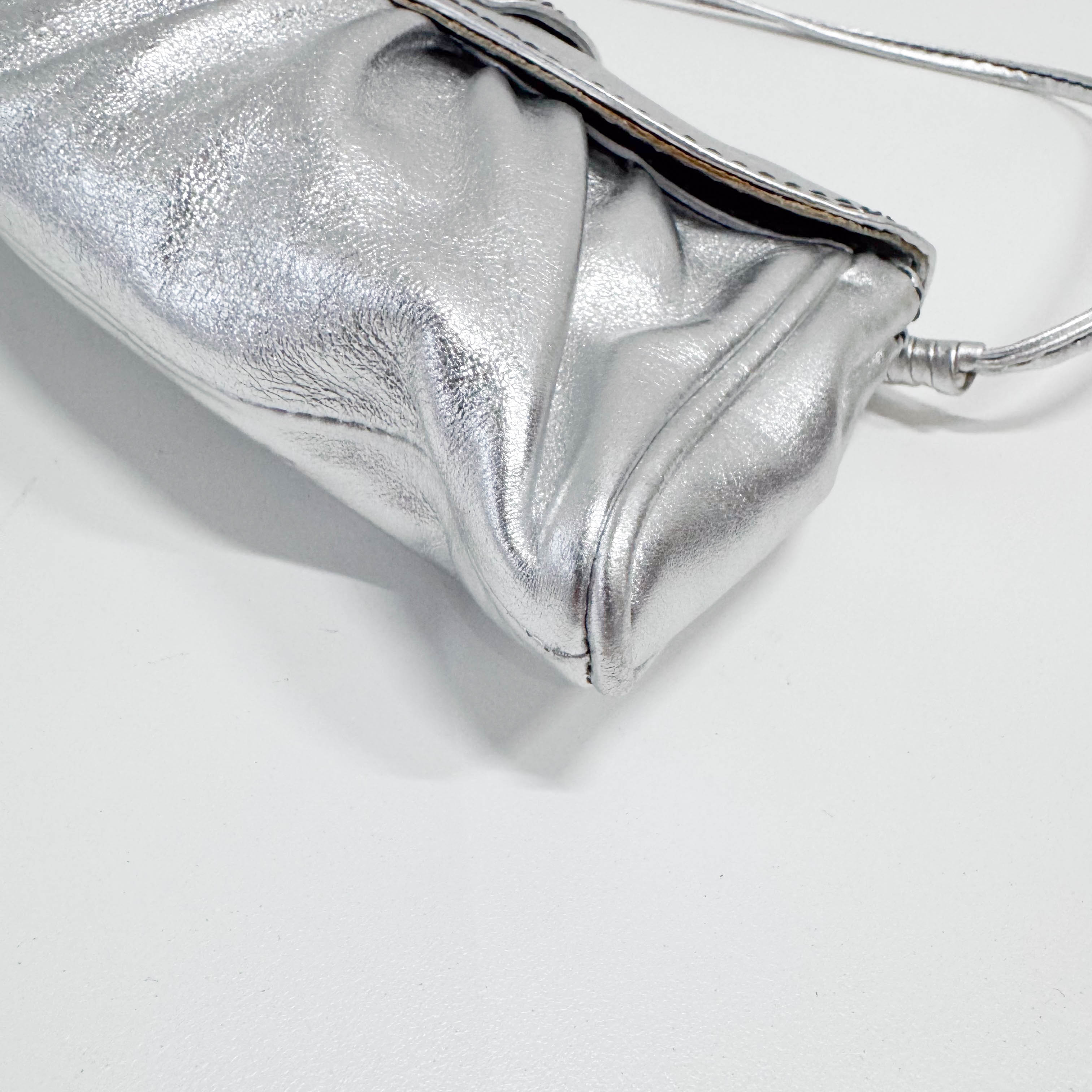 Silver Leather Shoulder Bag