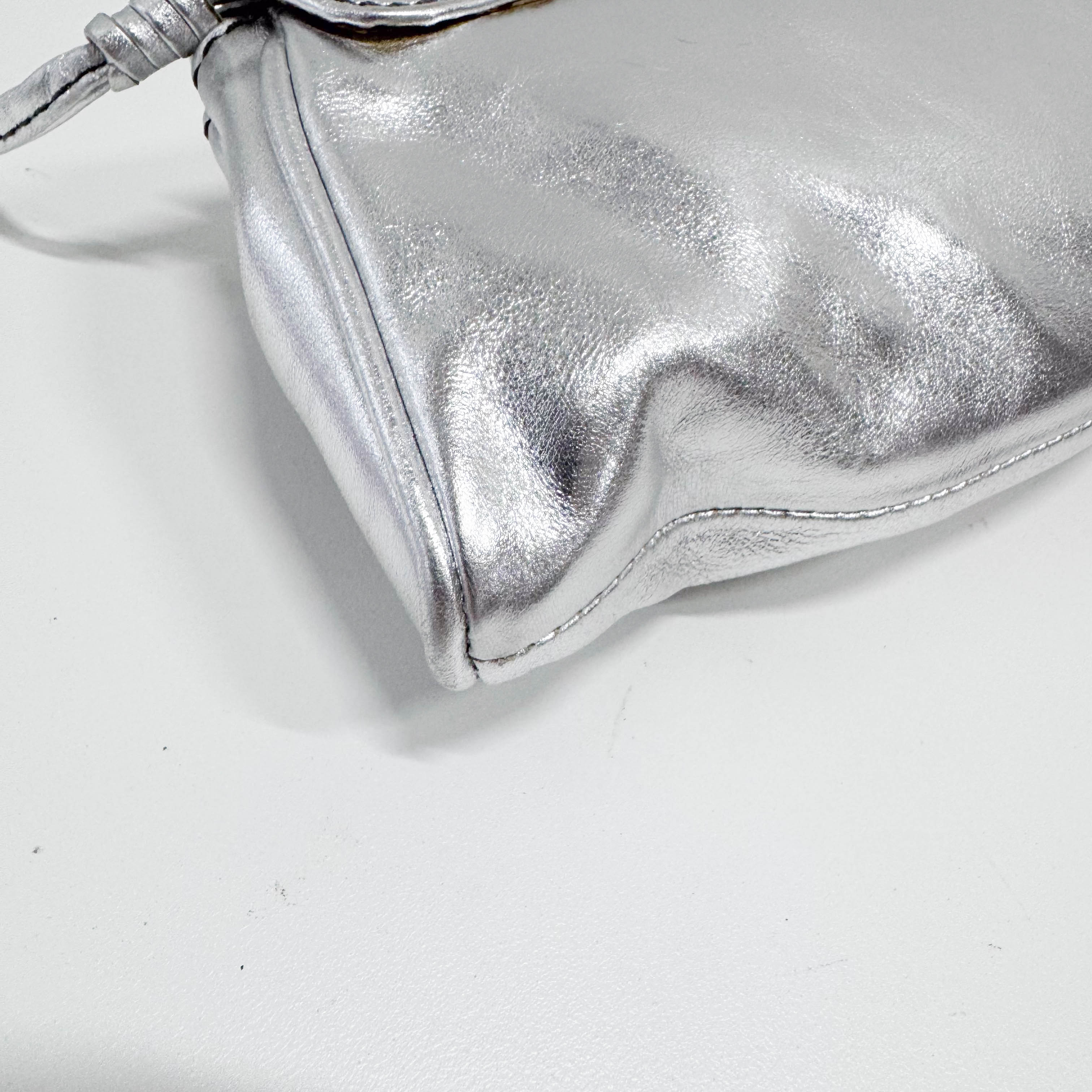 Silver Leather Shoulder Bag