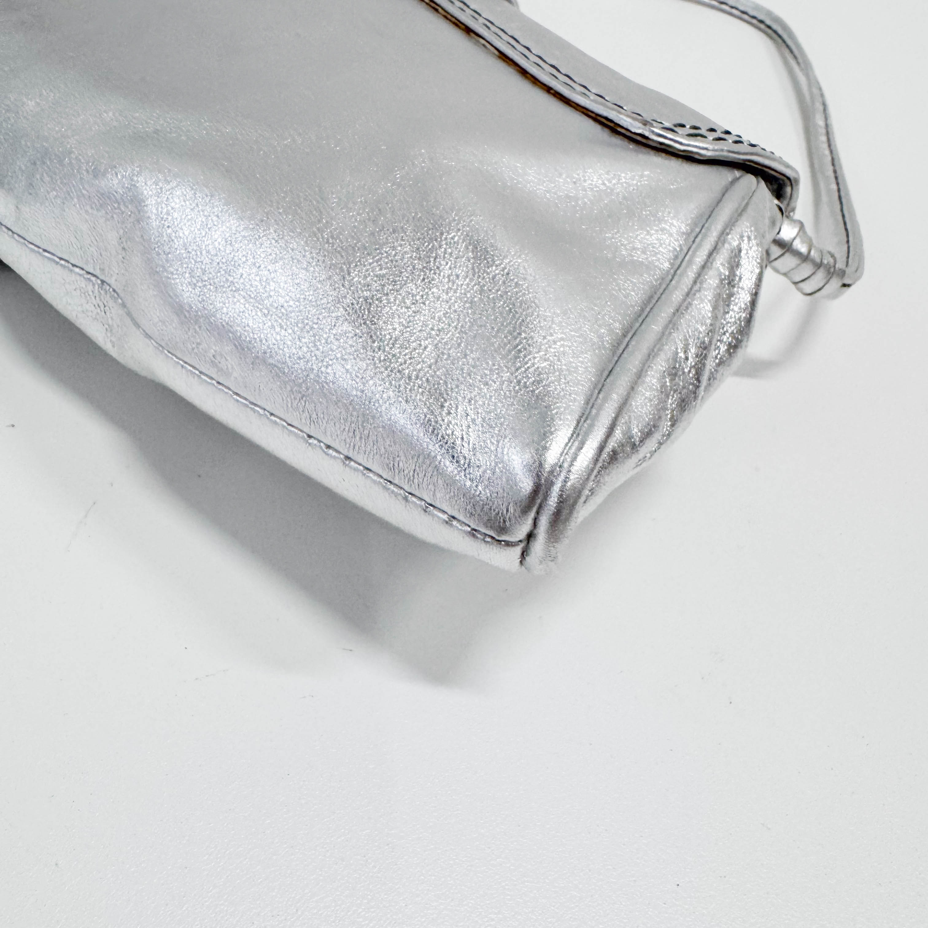 Silver Leather Shoulder Bag