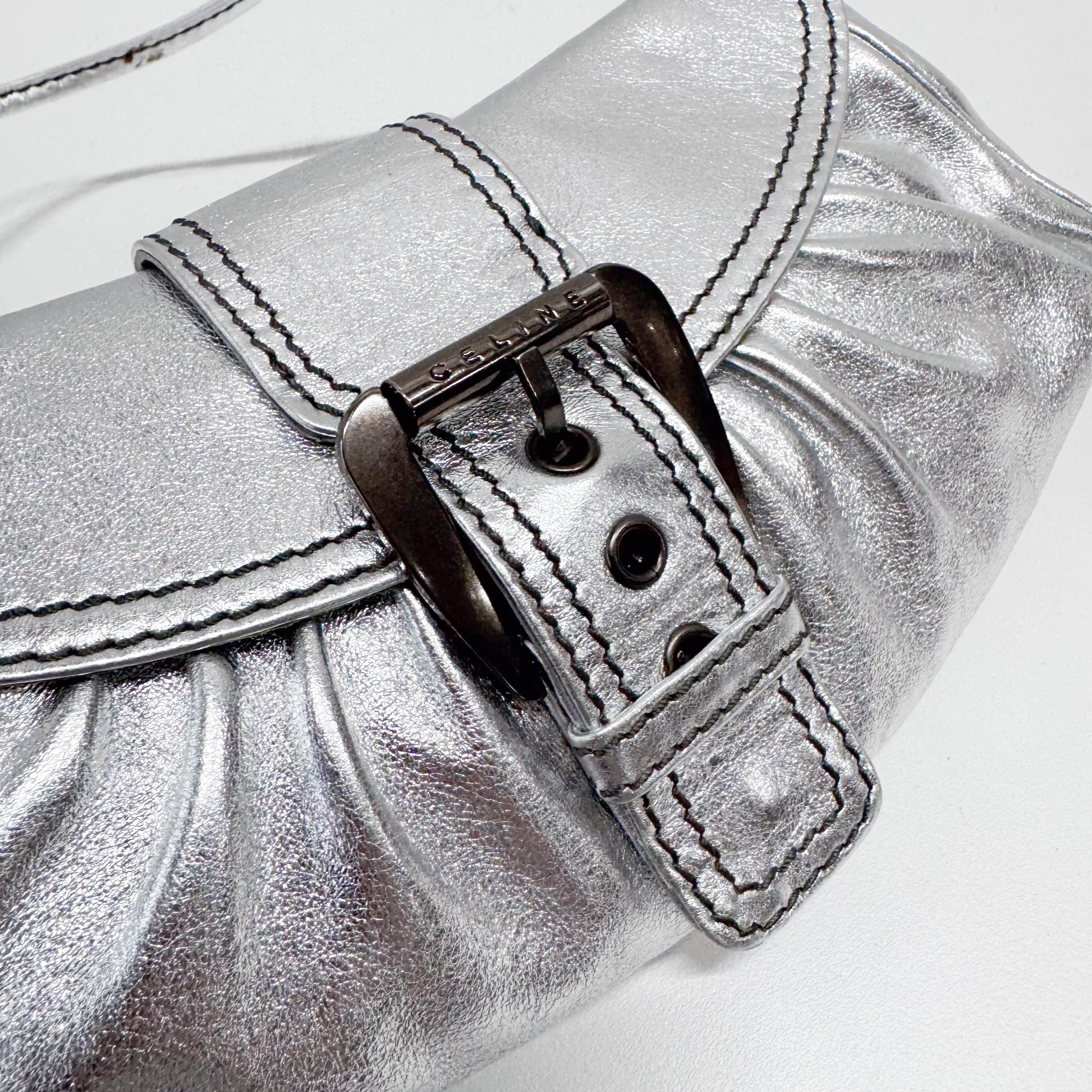 Silver Leather Shoulder Bag