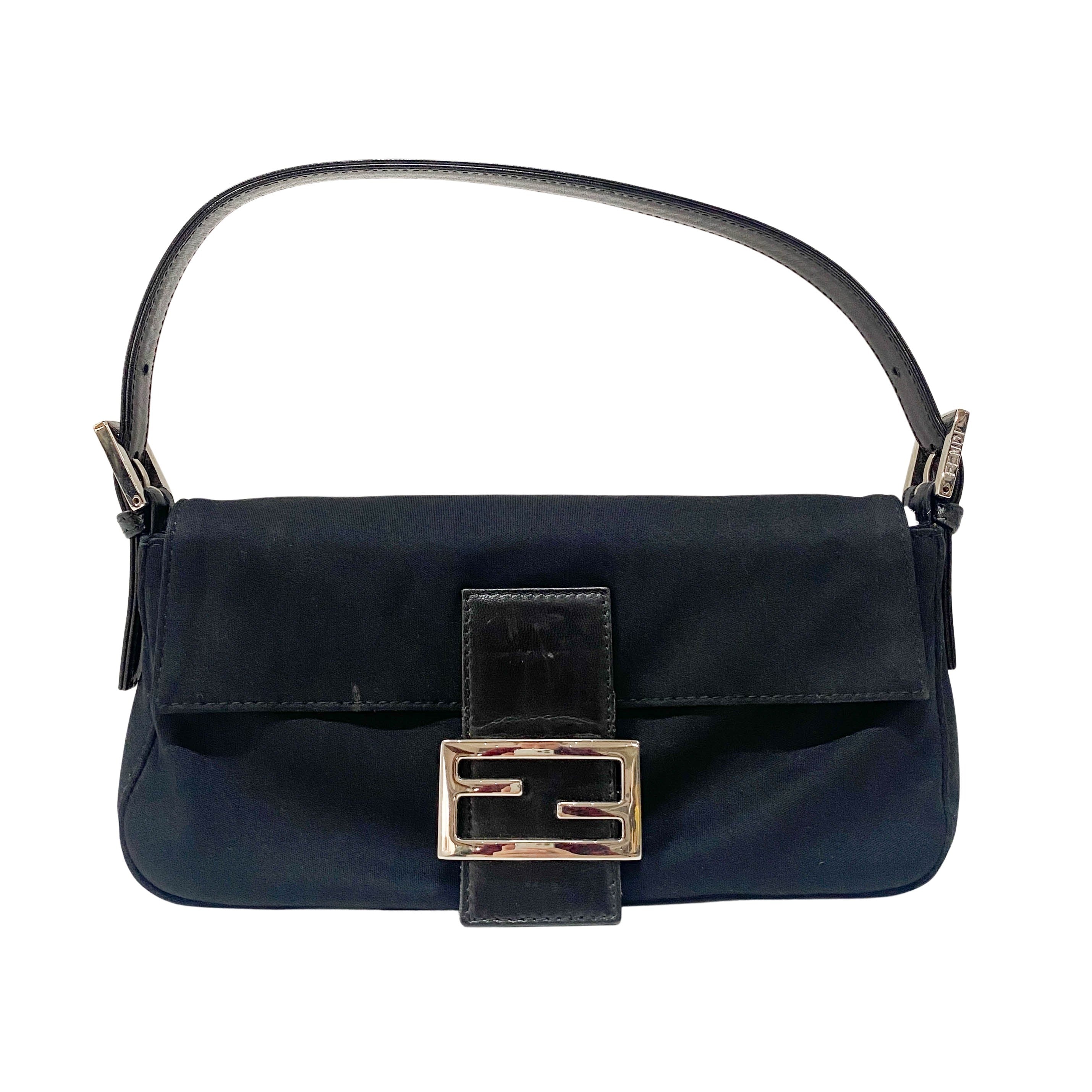 Baguette Black Neoprene Shoulder Bag