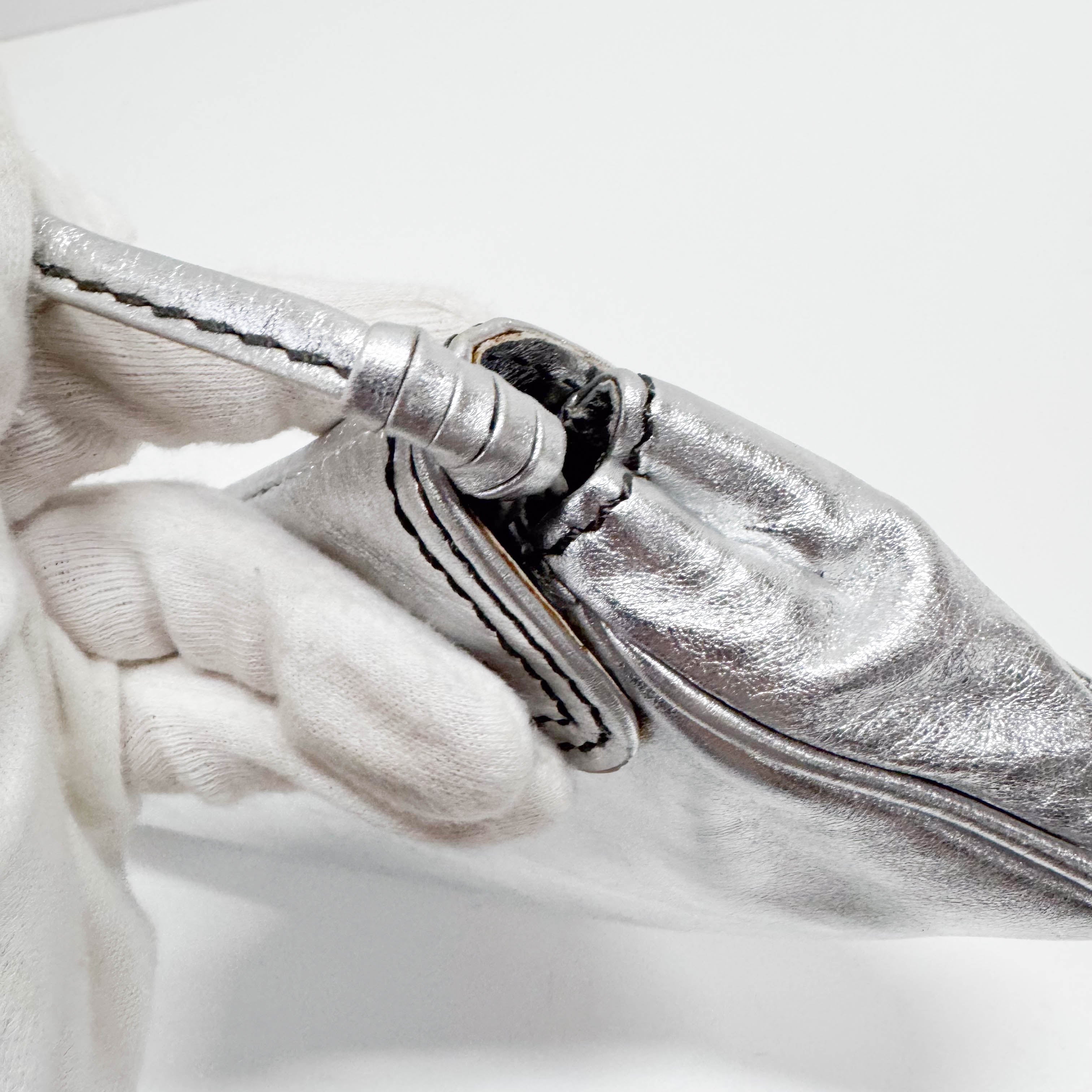 Silver Leather Shoulder Bag