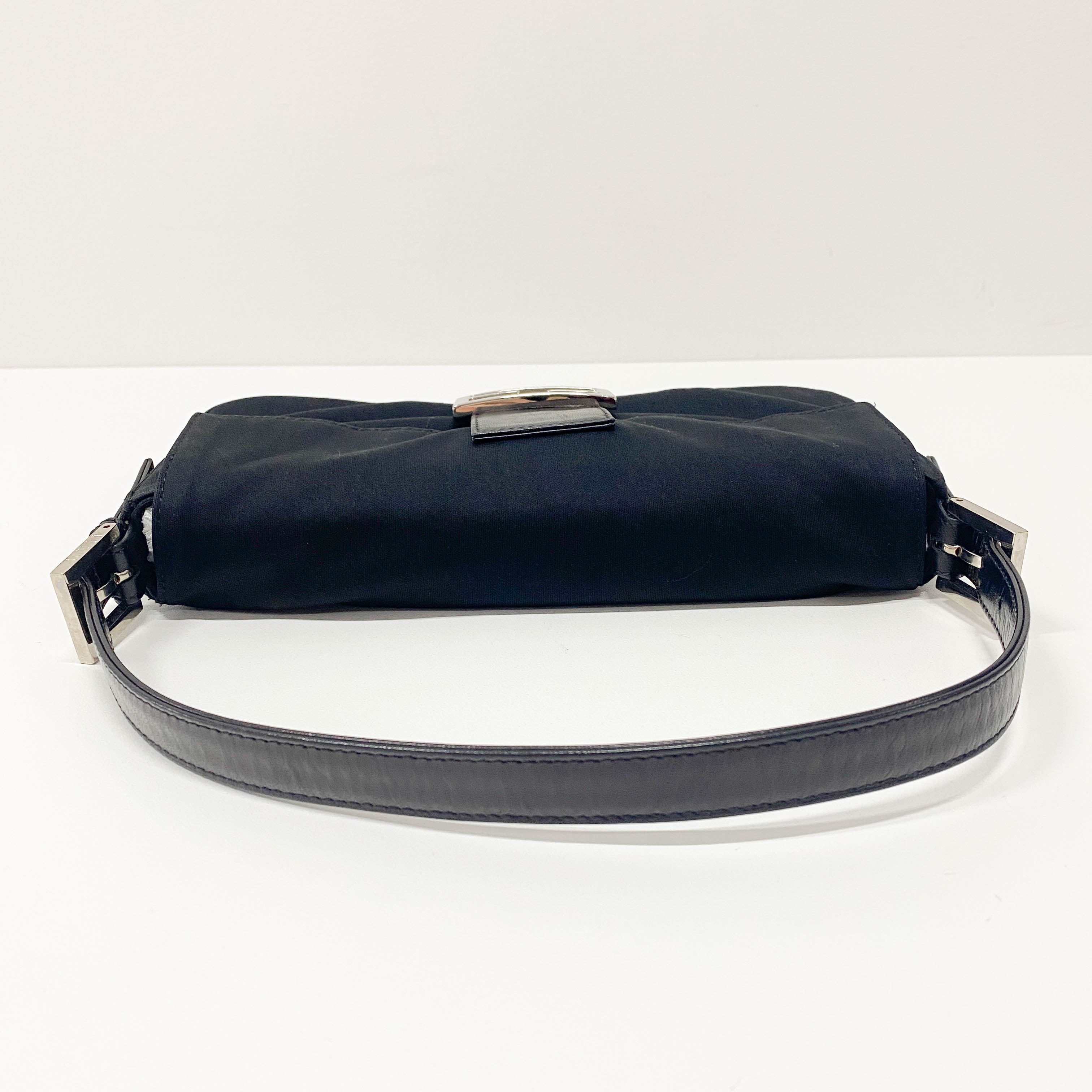 Baguette Black Neoprene Shoulder Bag