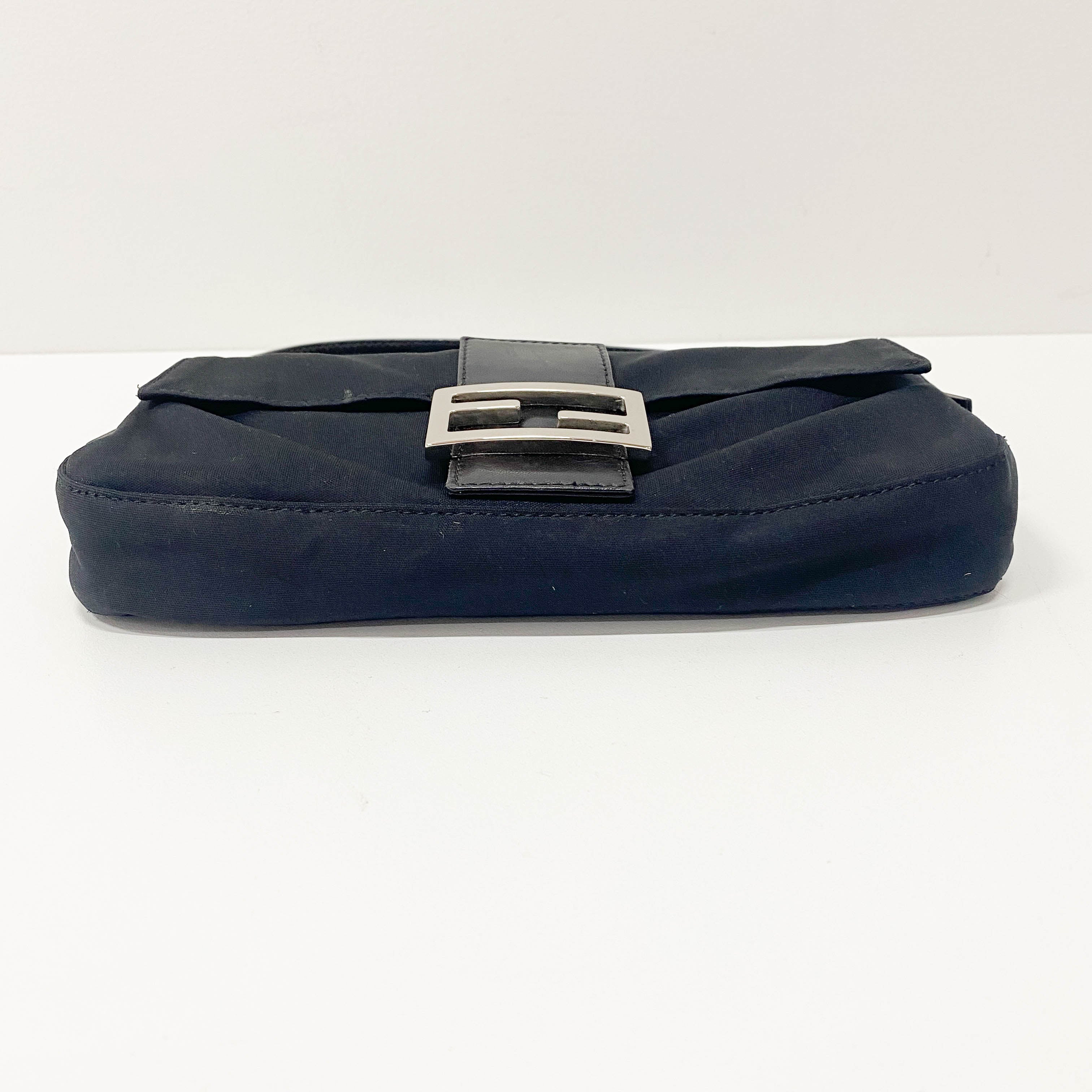 Baguette Black Neoprene Shoulder Bag