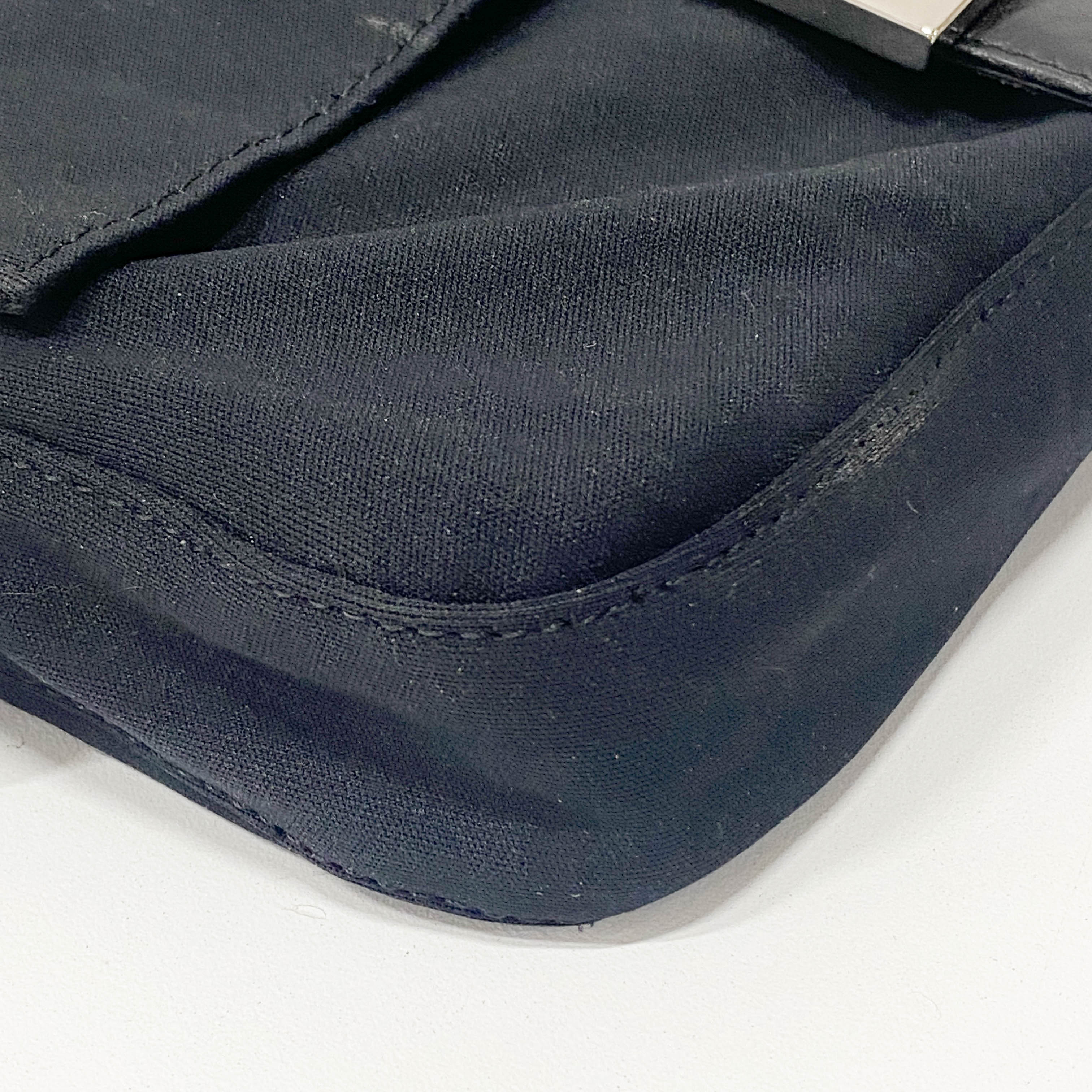 Baguette Black Neoprene Shoulder Bag