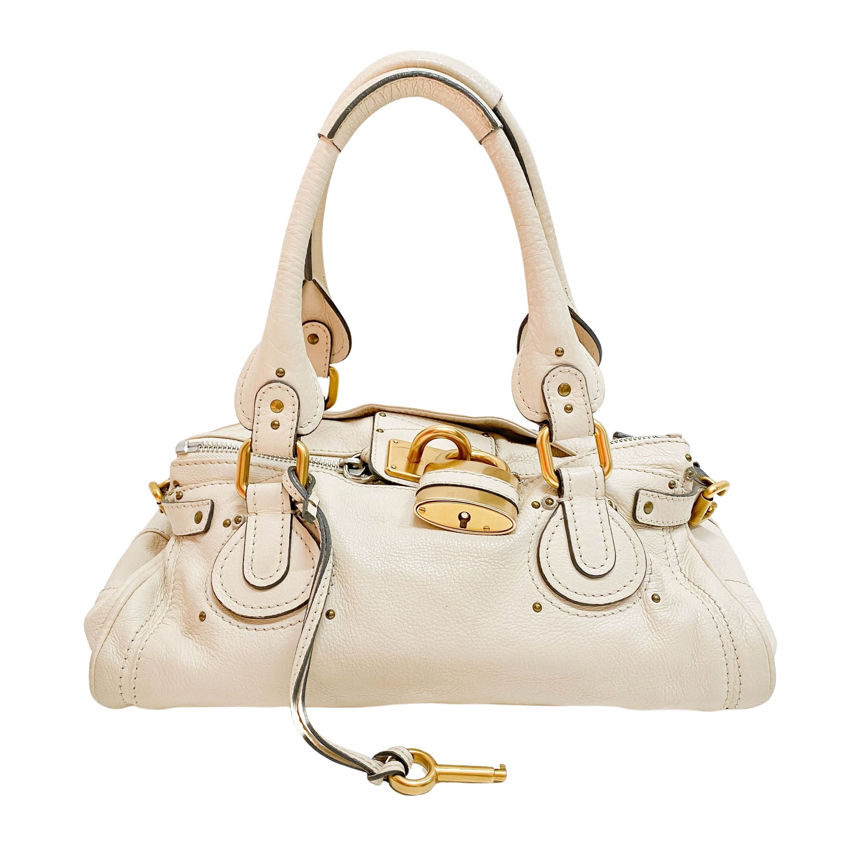 Paddington Beige Calfskin Leather Shoulder Bag