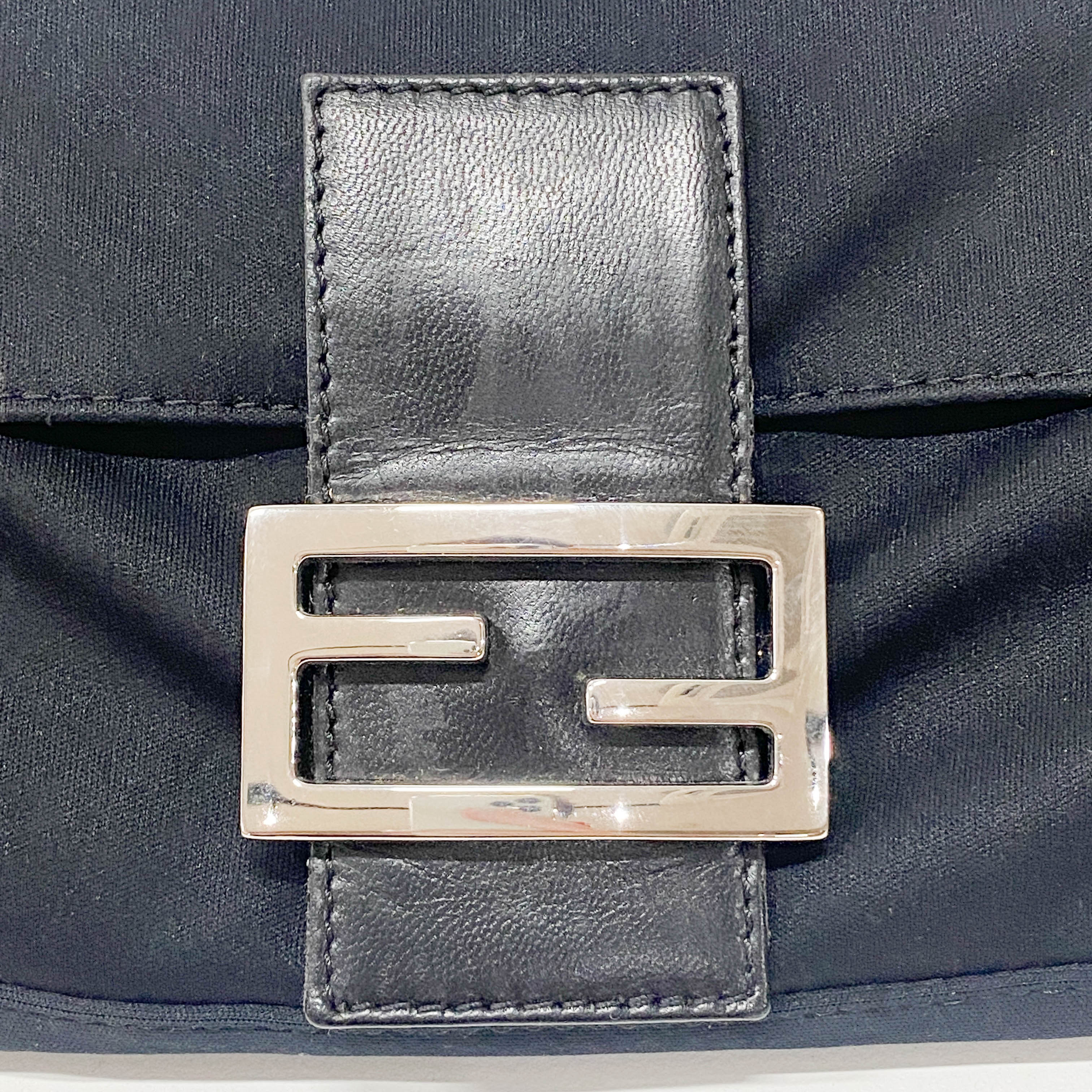 Baguette Black Neoprene Shoulder Bag