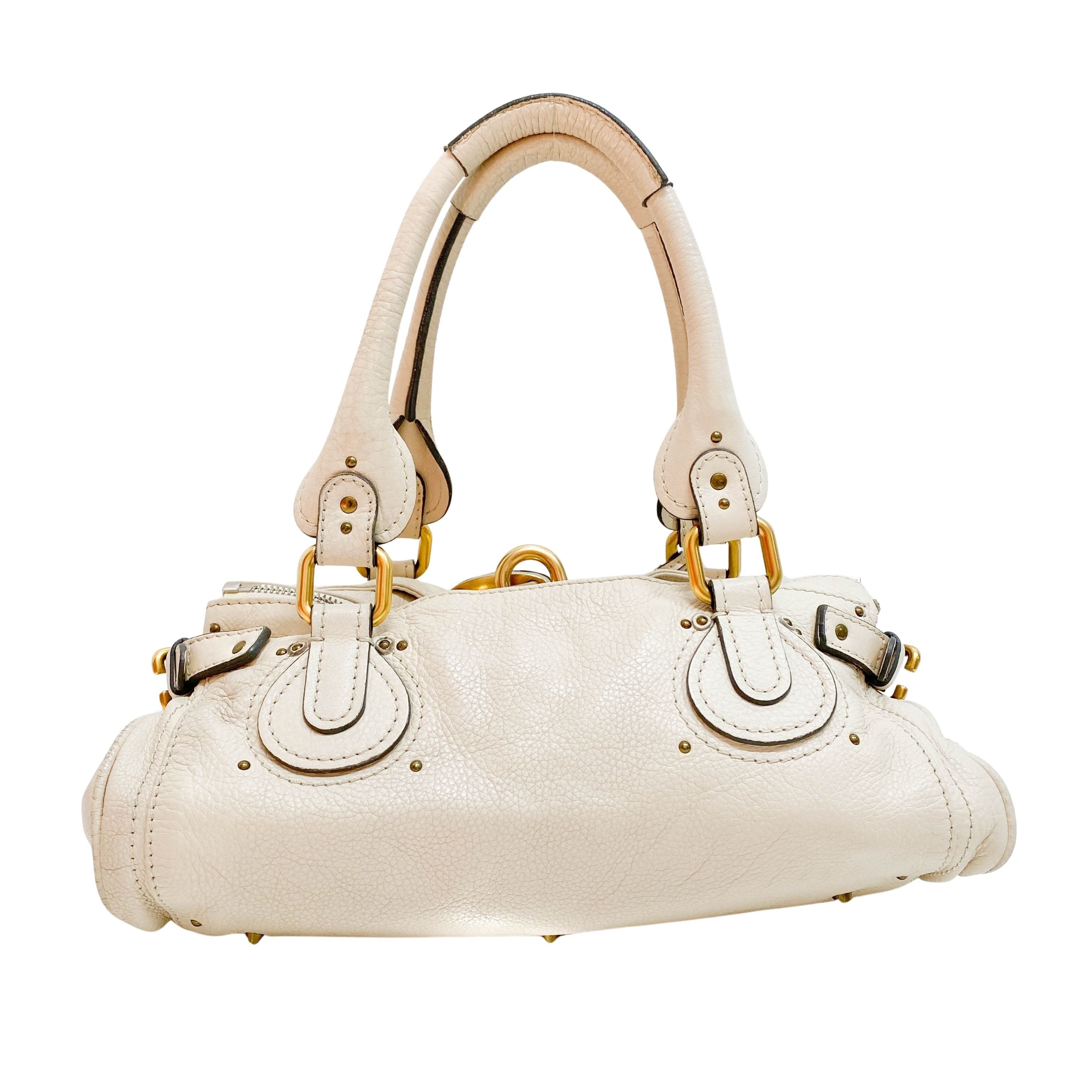 Paddington Beige Calfskin Leather Shoulder Bag