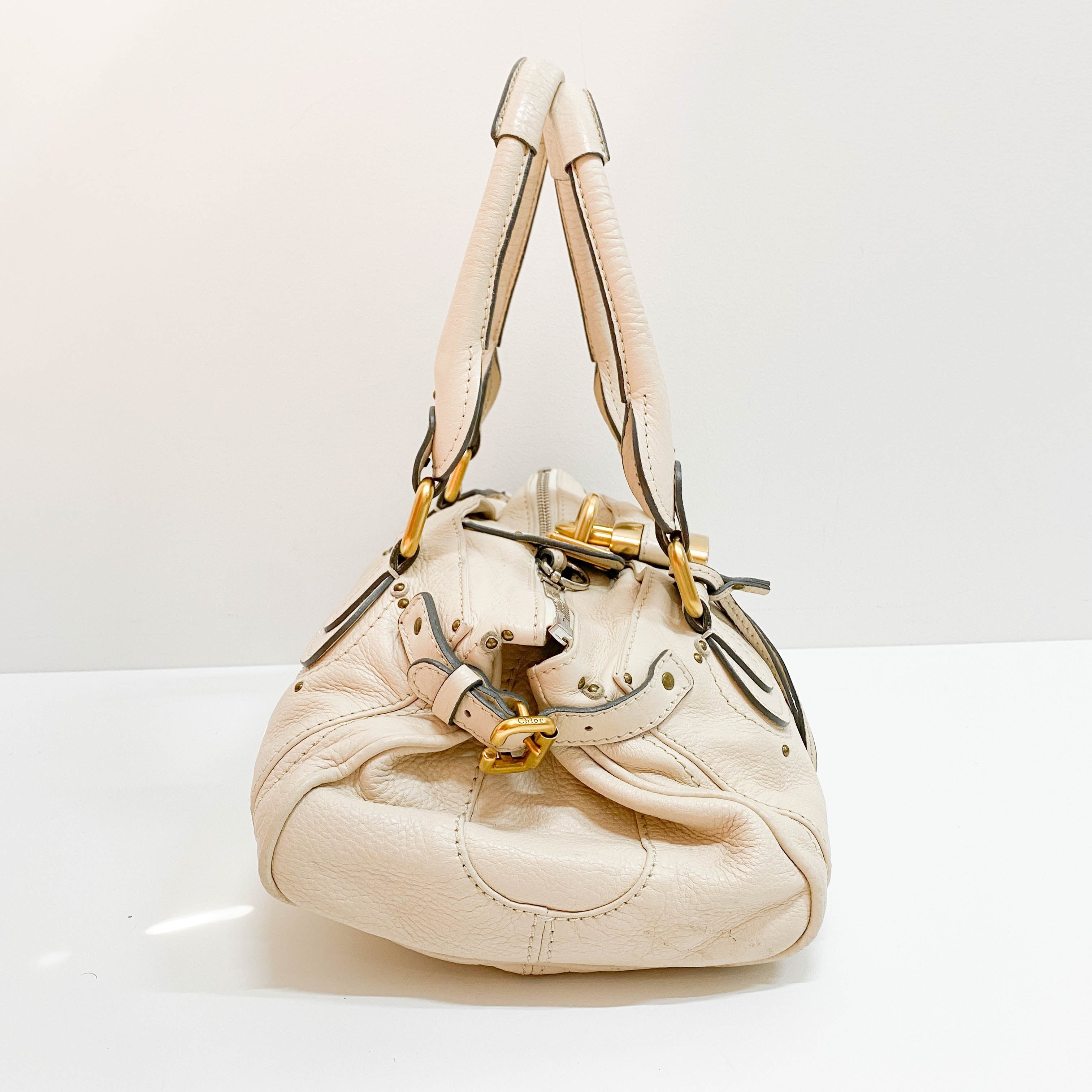 Paddington Beige Calfskin Leather Shoulder Bag