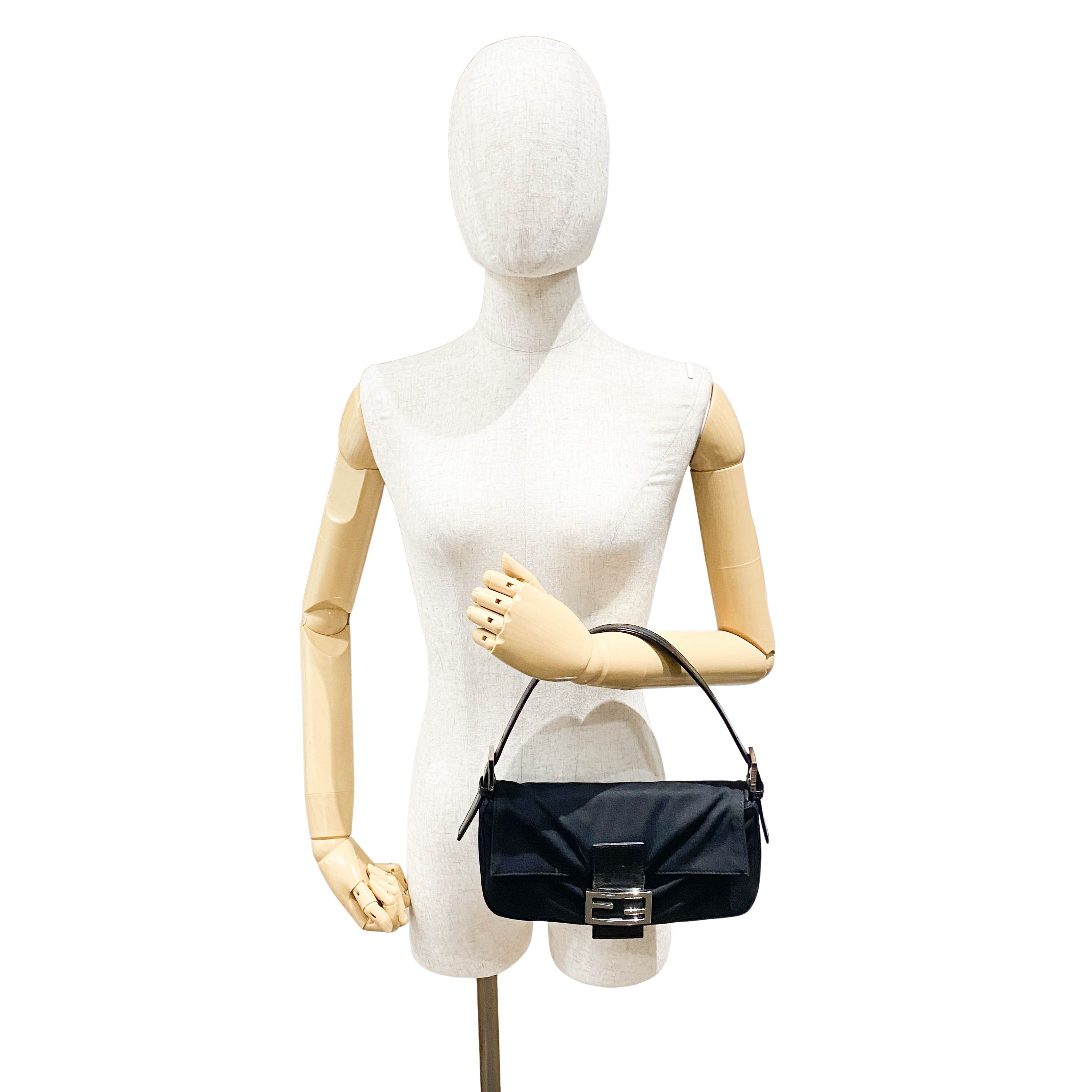 Baguette Black Neoprene Shoulder Bag