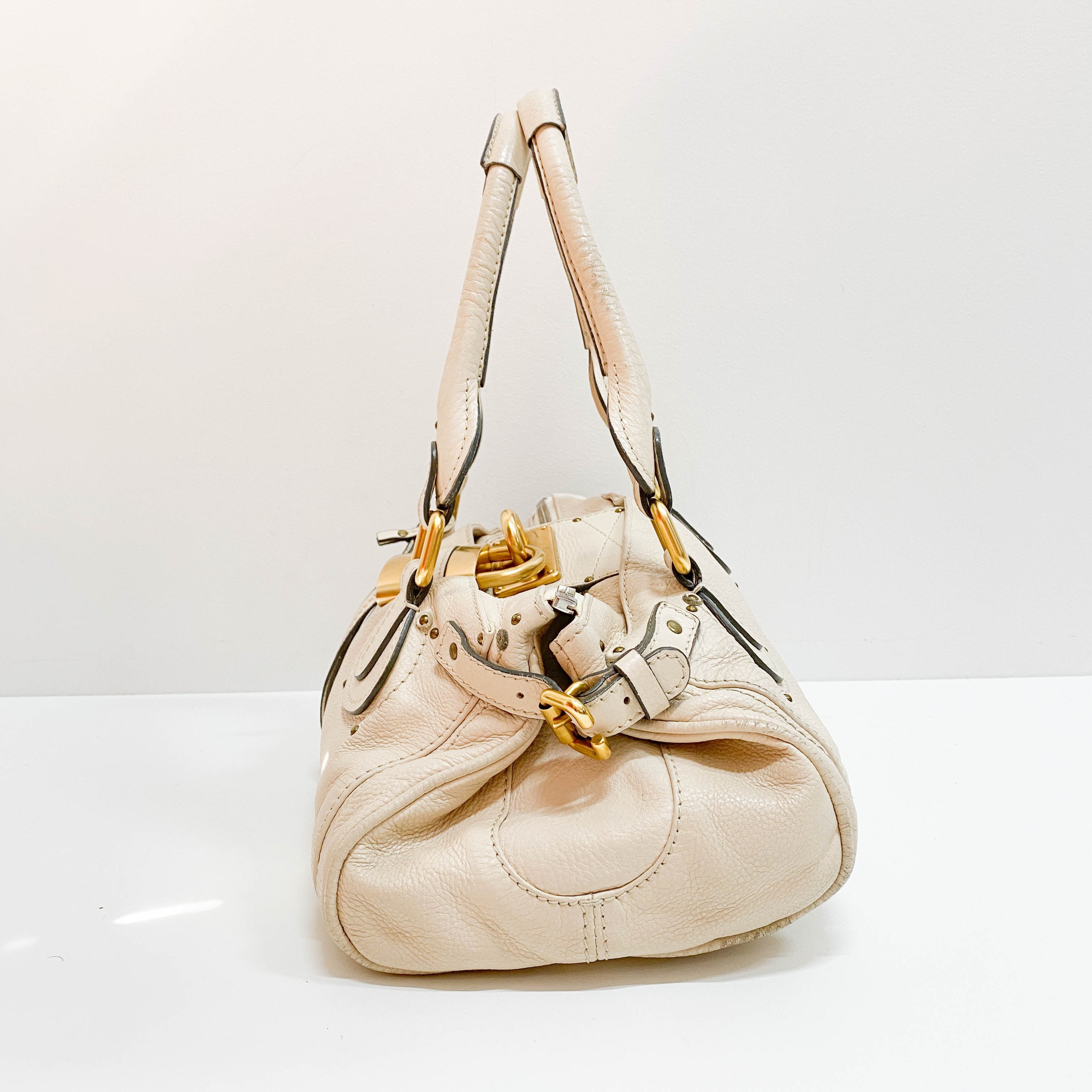 Paddington Beige Calfskin Leather Shoulder Bag