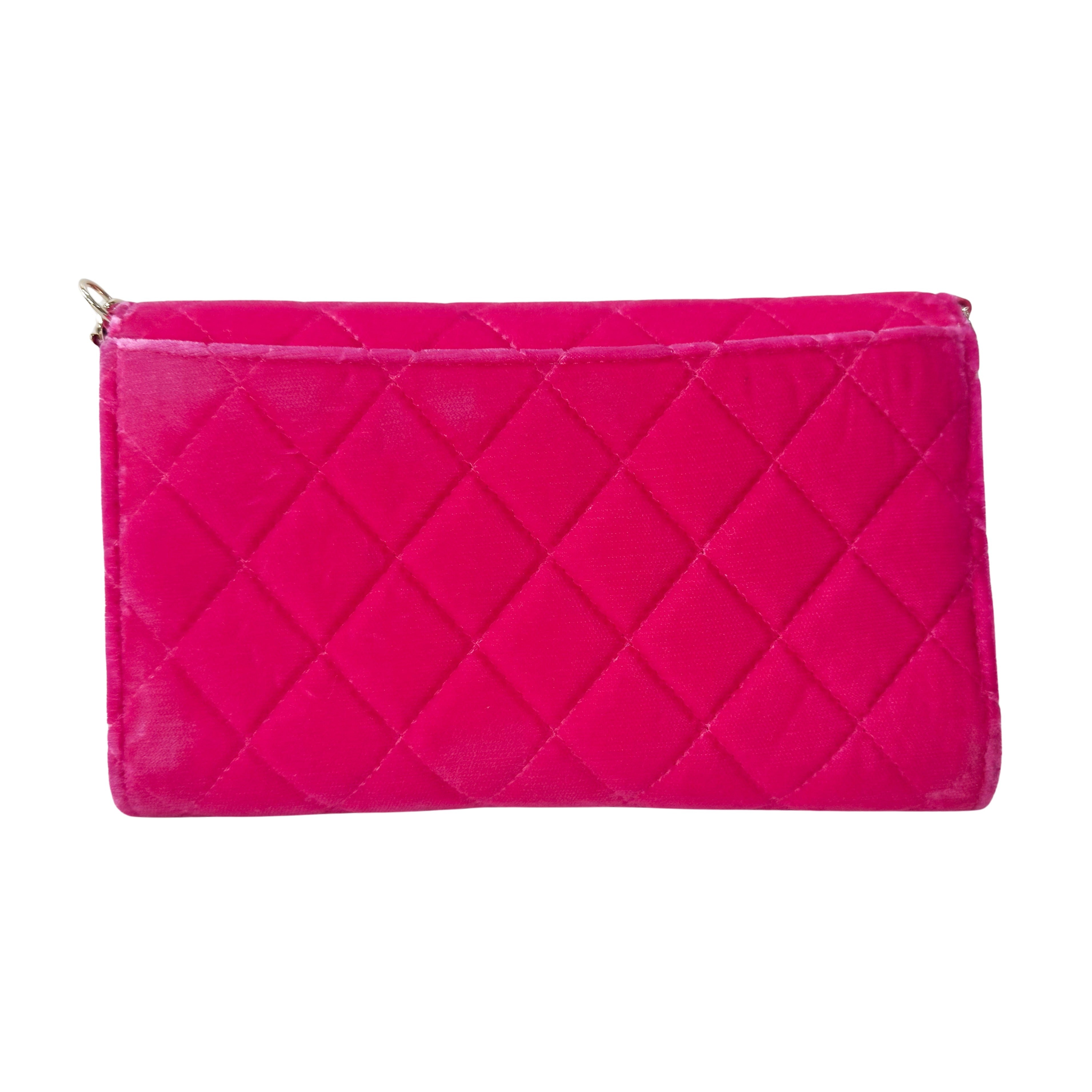 Matelassé Mini Pink Velvet Shoulder Bag