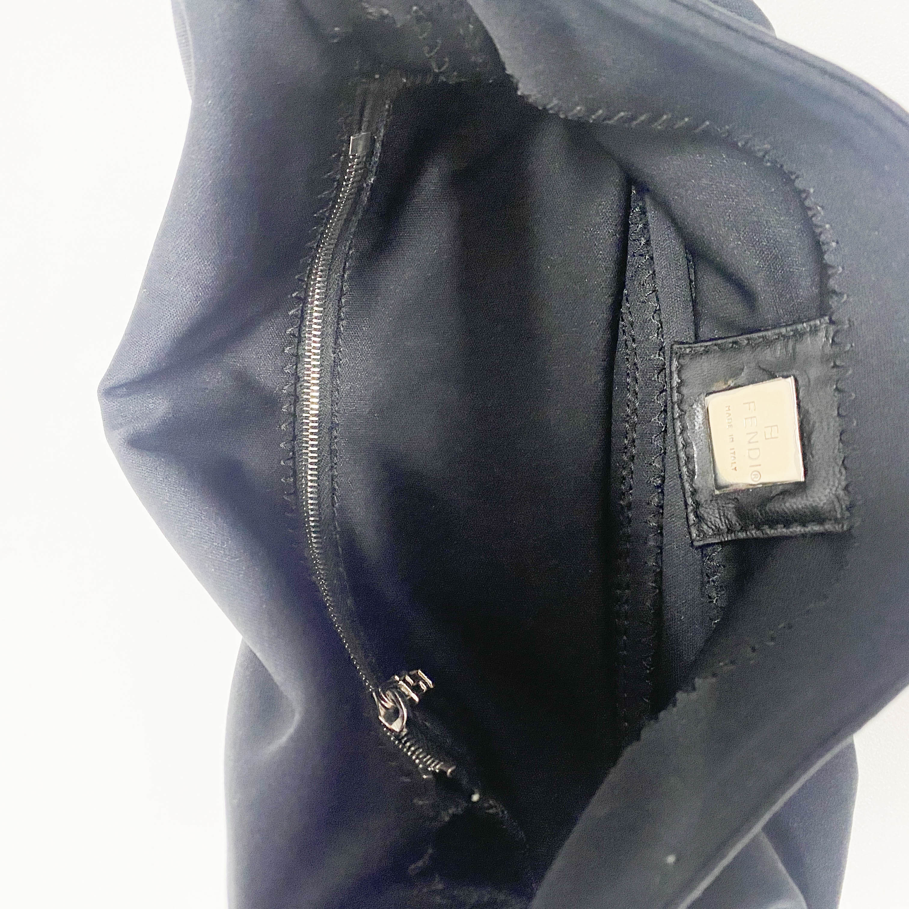Baguette Black Neoprene Shoulder Bag