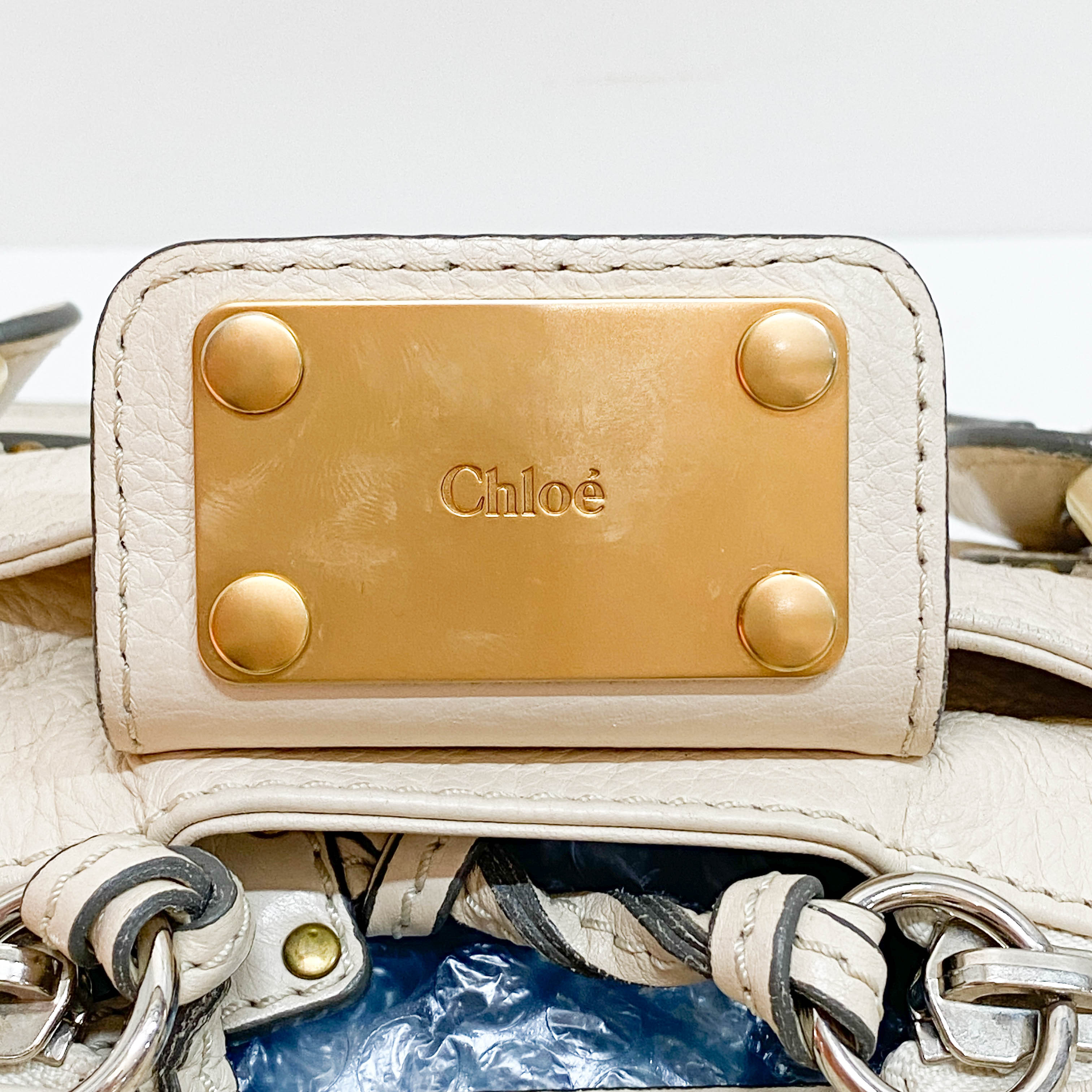 Paddington Beige Calfskin Leather Shoulder Bag