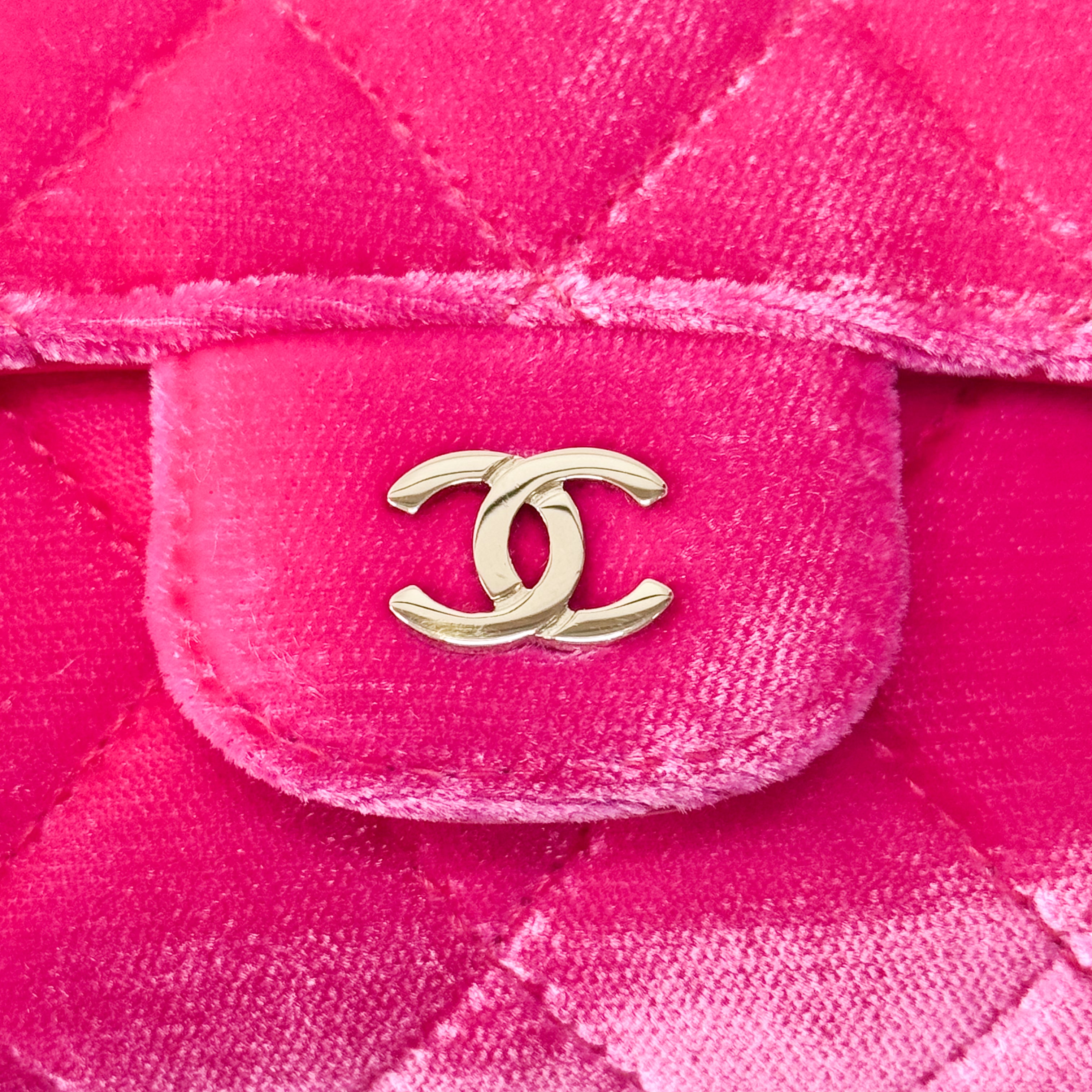 Matelassé Mini Pink Velvet Shoulder Bag