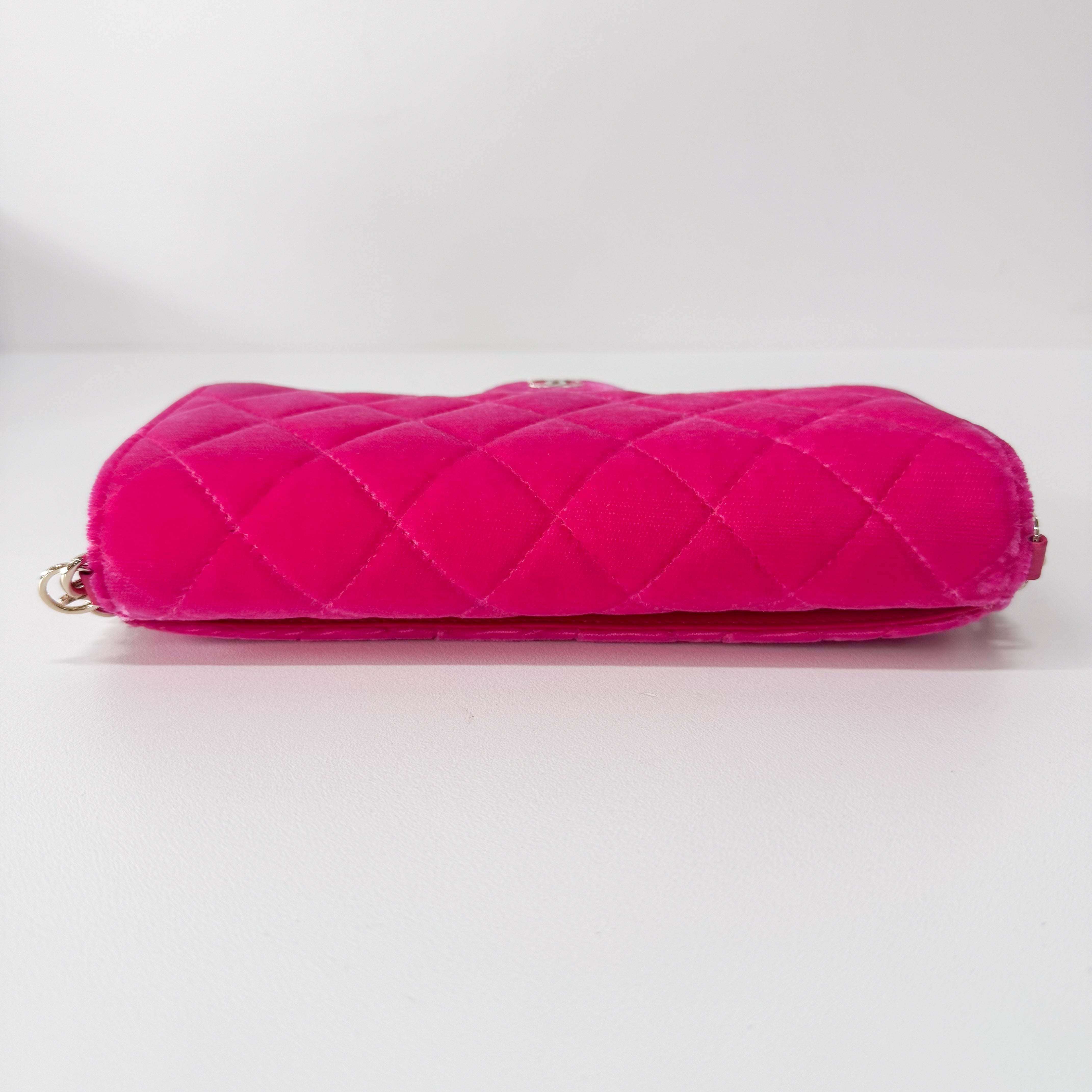 Matelassé Mini Pink Velvet Shoulder Bag