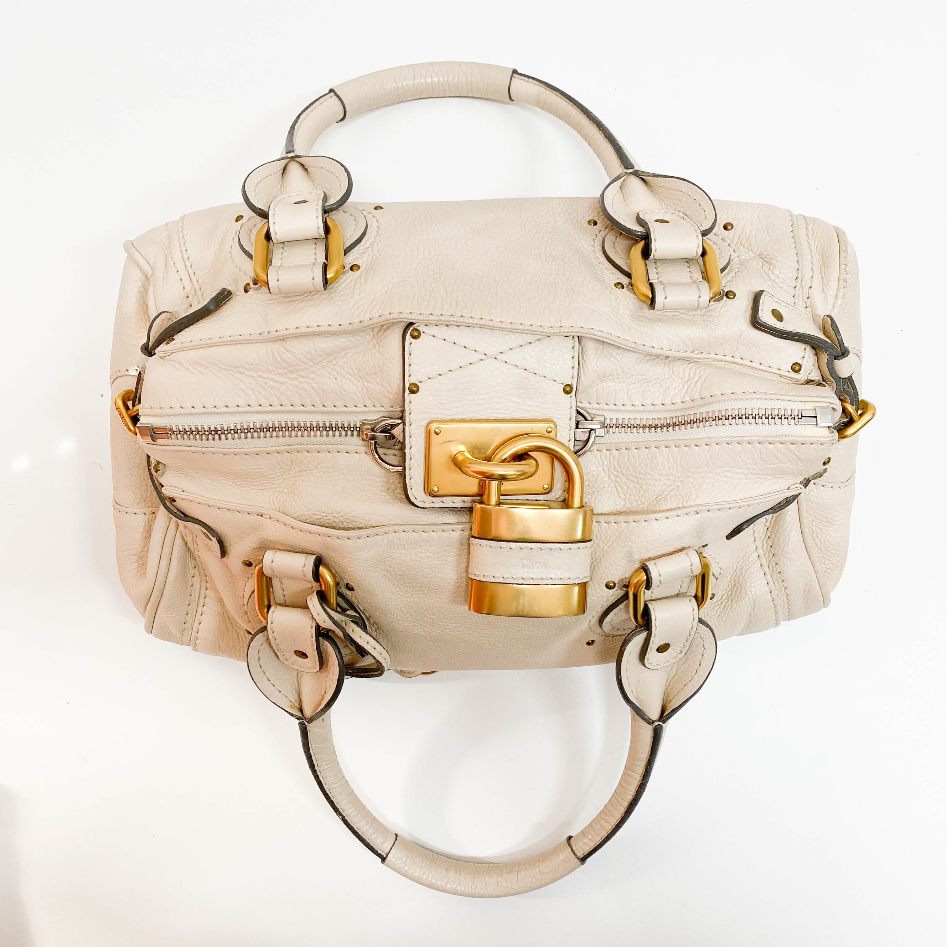 Paddington Beige Calfskin Leather Shoulder Bag