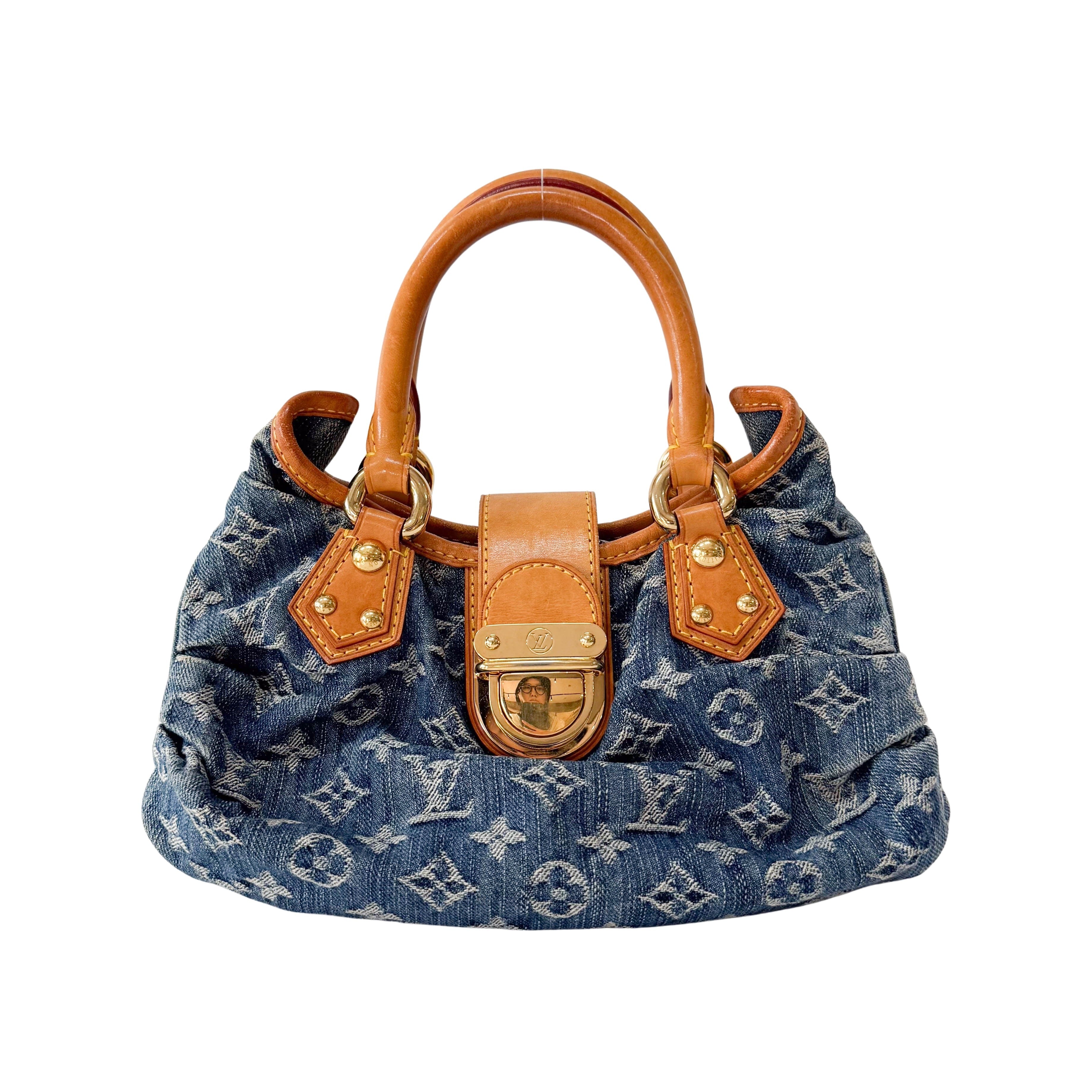 Pleaty Blue Denim Monogram Bag