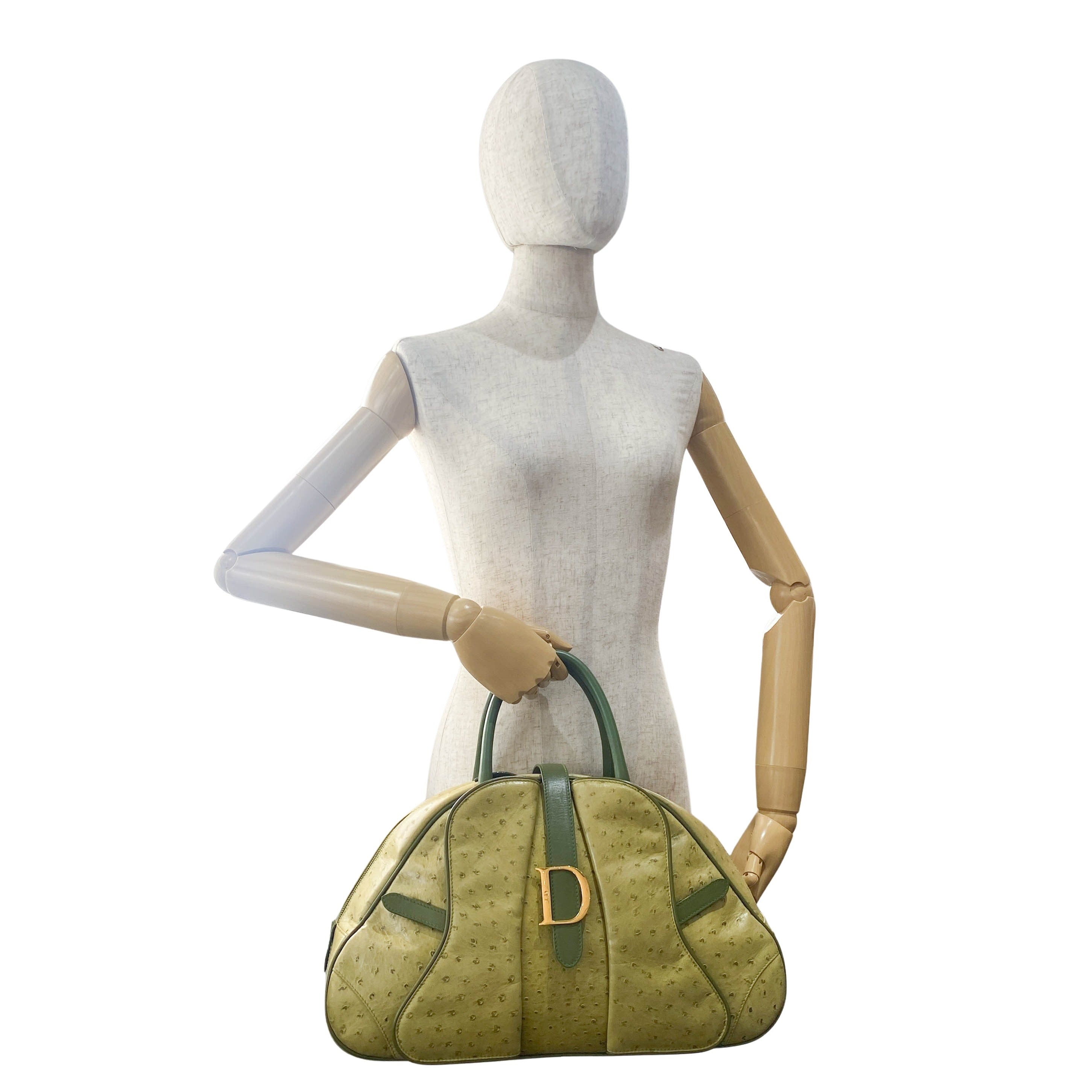 Green Leather Saddle Bowler Bag