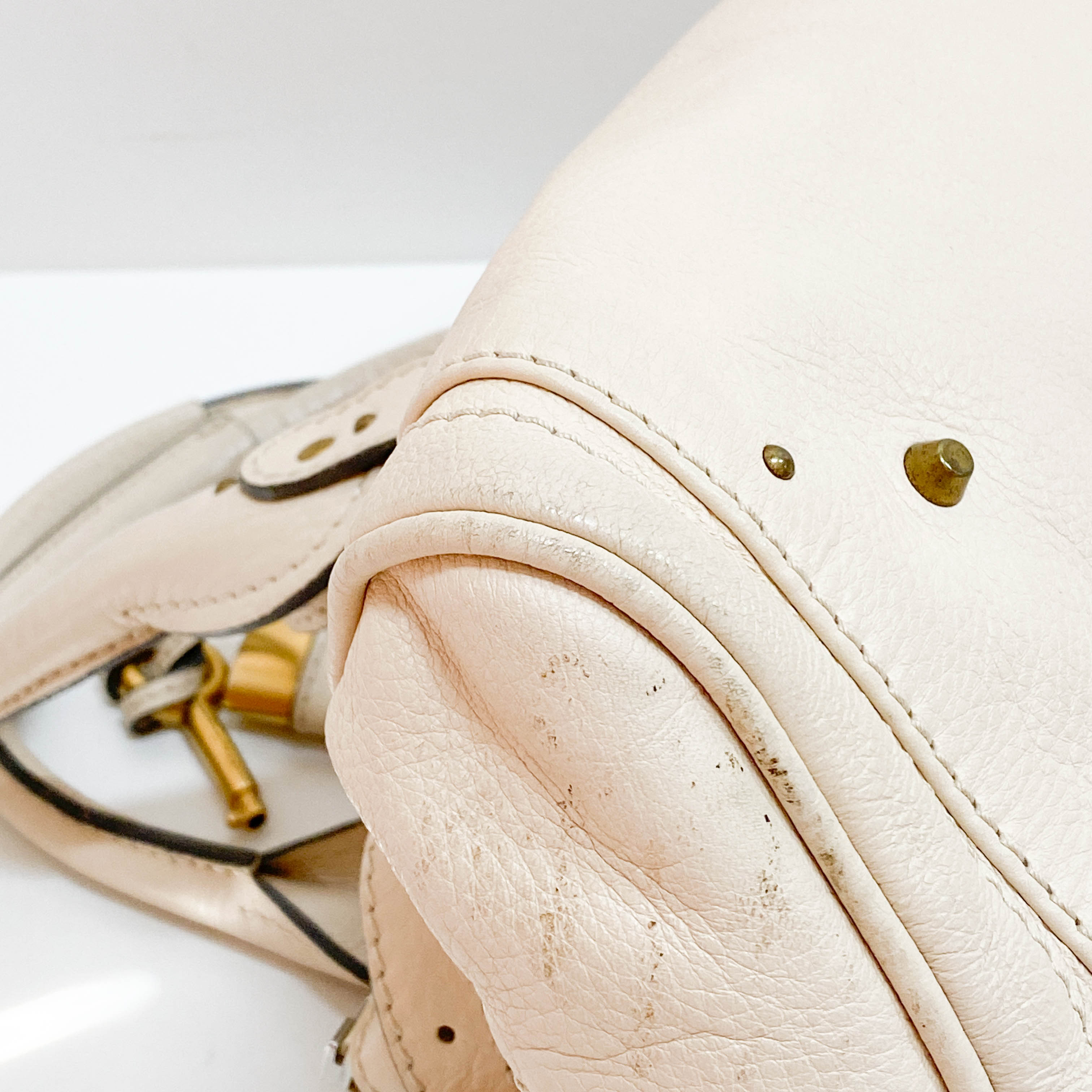 Paddington Beige Calfskin Leather Shoulder Bag