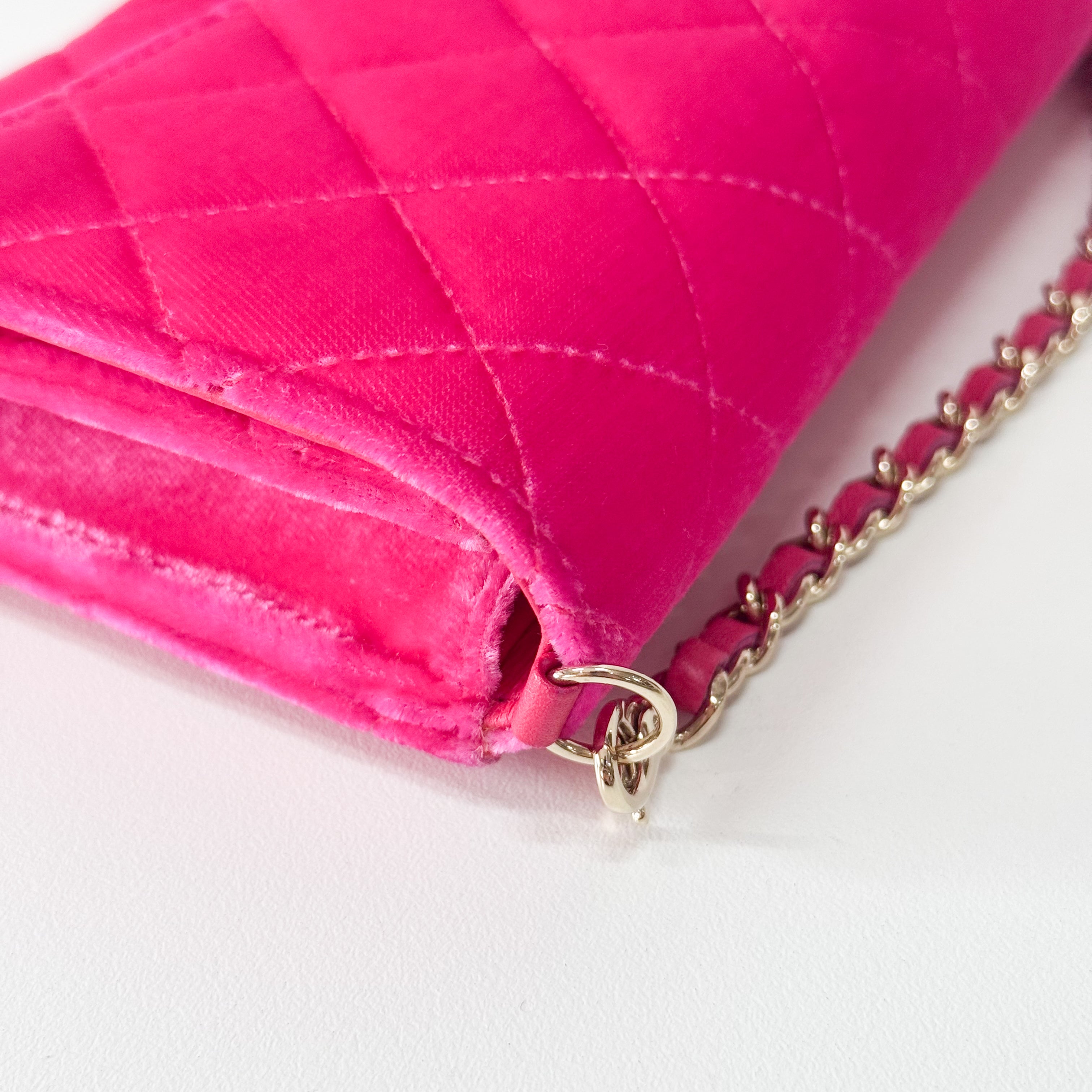 Matelassé Mini Pink Velvet Shoulder Bag